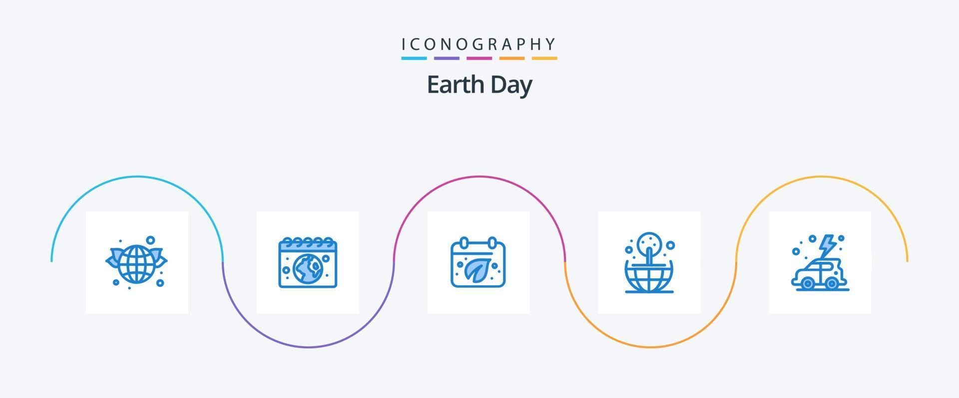 pack d'icônes bleues du jour de la terre 5, y compris le vert. Terre. Terre. monde. Terre vecteur