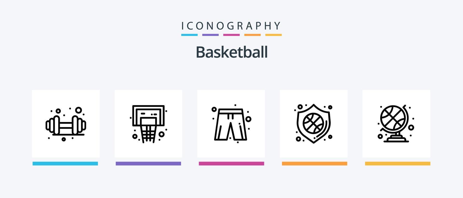 pack d'icônes ligne 5 de basket-ball comprenant le trophée. réalisation. aptitude. sport. haltère. conception d'icônes créatives vecteur