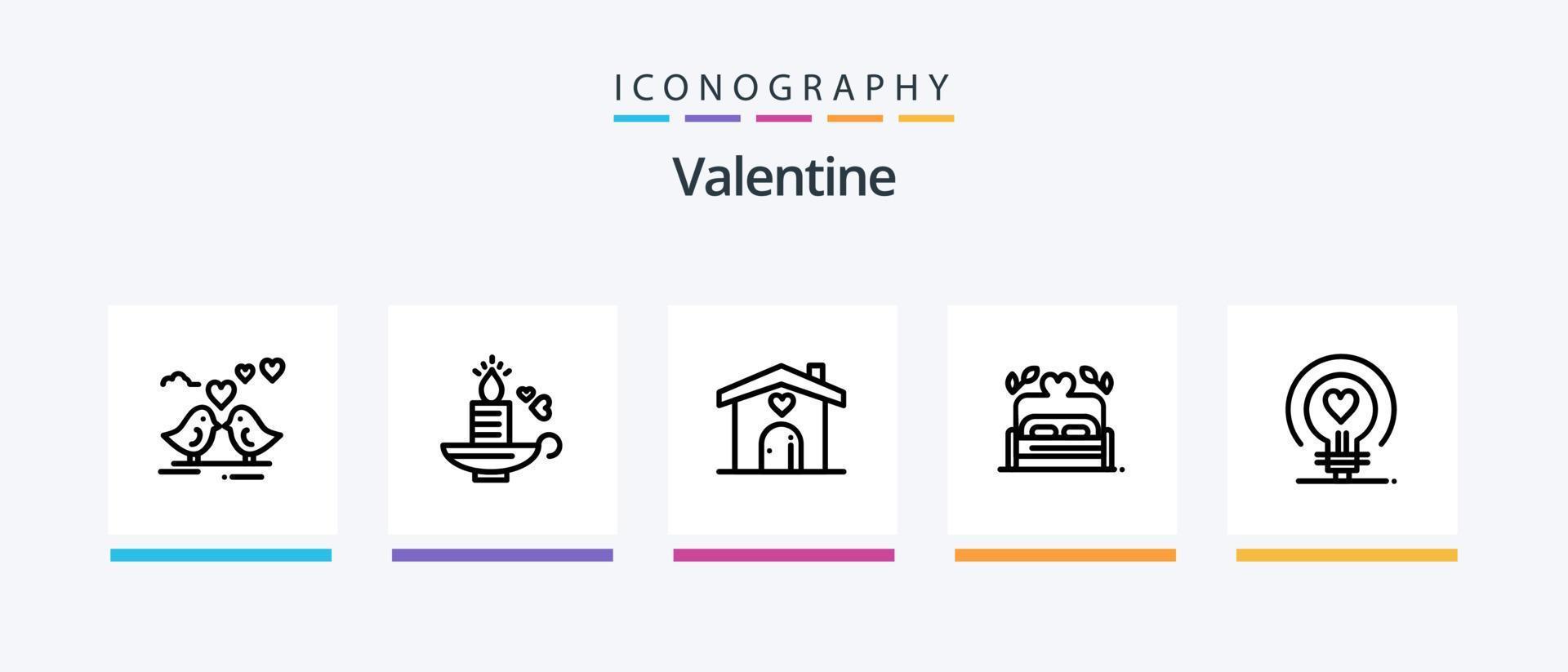 pack d'icônes de la ligne 5 de la saint-valentin, y compris l'amour. mariage. livre. cœur. la tour. conception d'icônes créatives vecteur