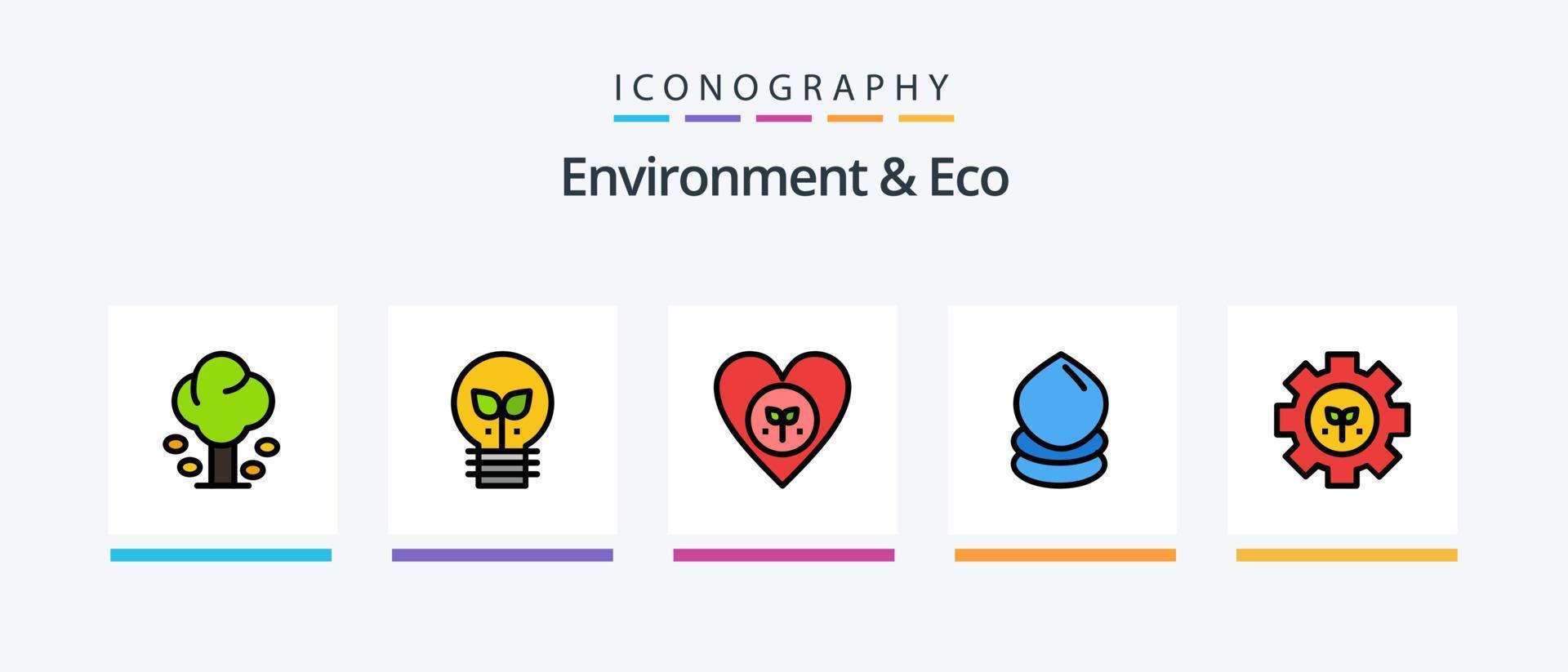 pack de 5 icônes remplies d'environnement et de lignes écologiques, y compris un arbre. nature. environnement. environnement. arbre. conception d'icônes créatives vecteur