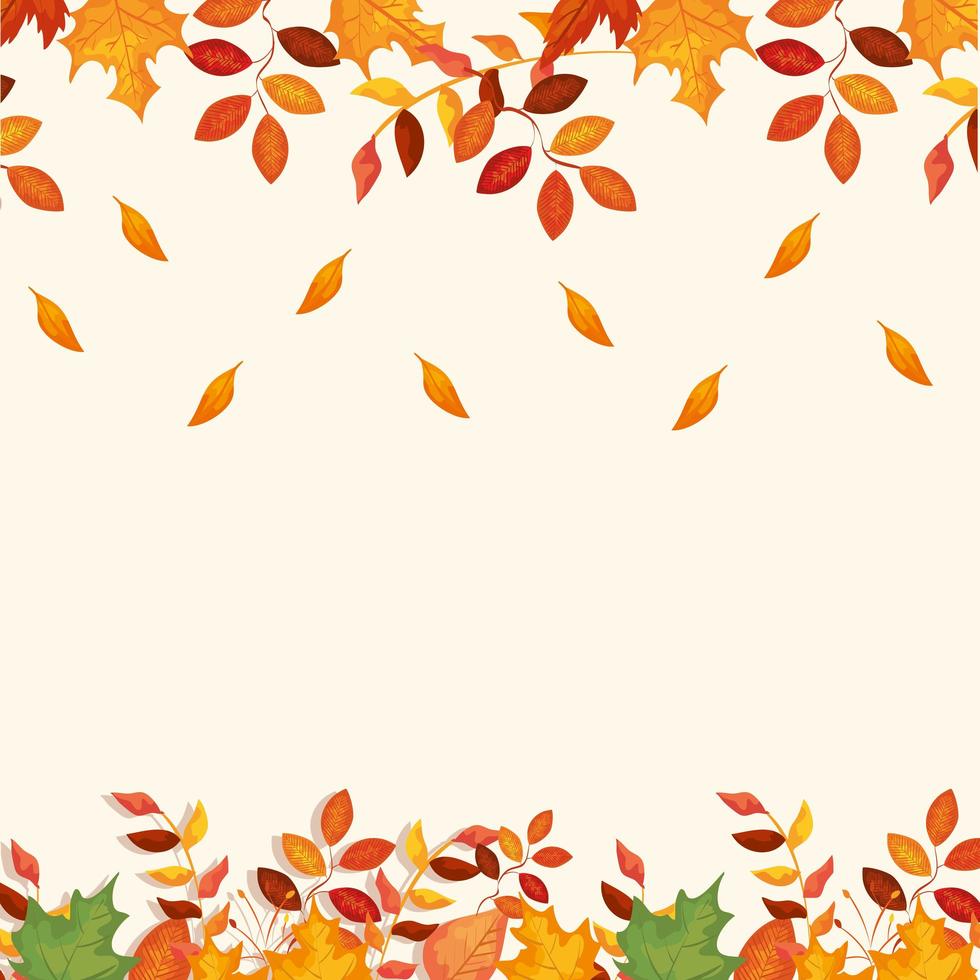 décoration de cadre de feuilles automne vecteur