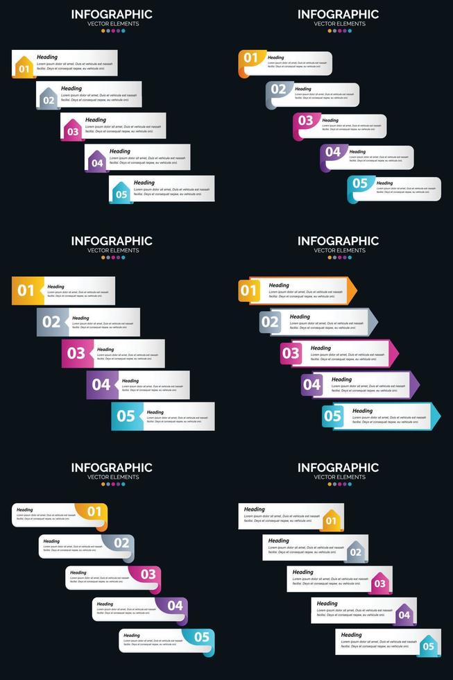 ajoutez une touche professionnelle à votre présentation d'entreprise avec six infographies vectorielles vecteur