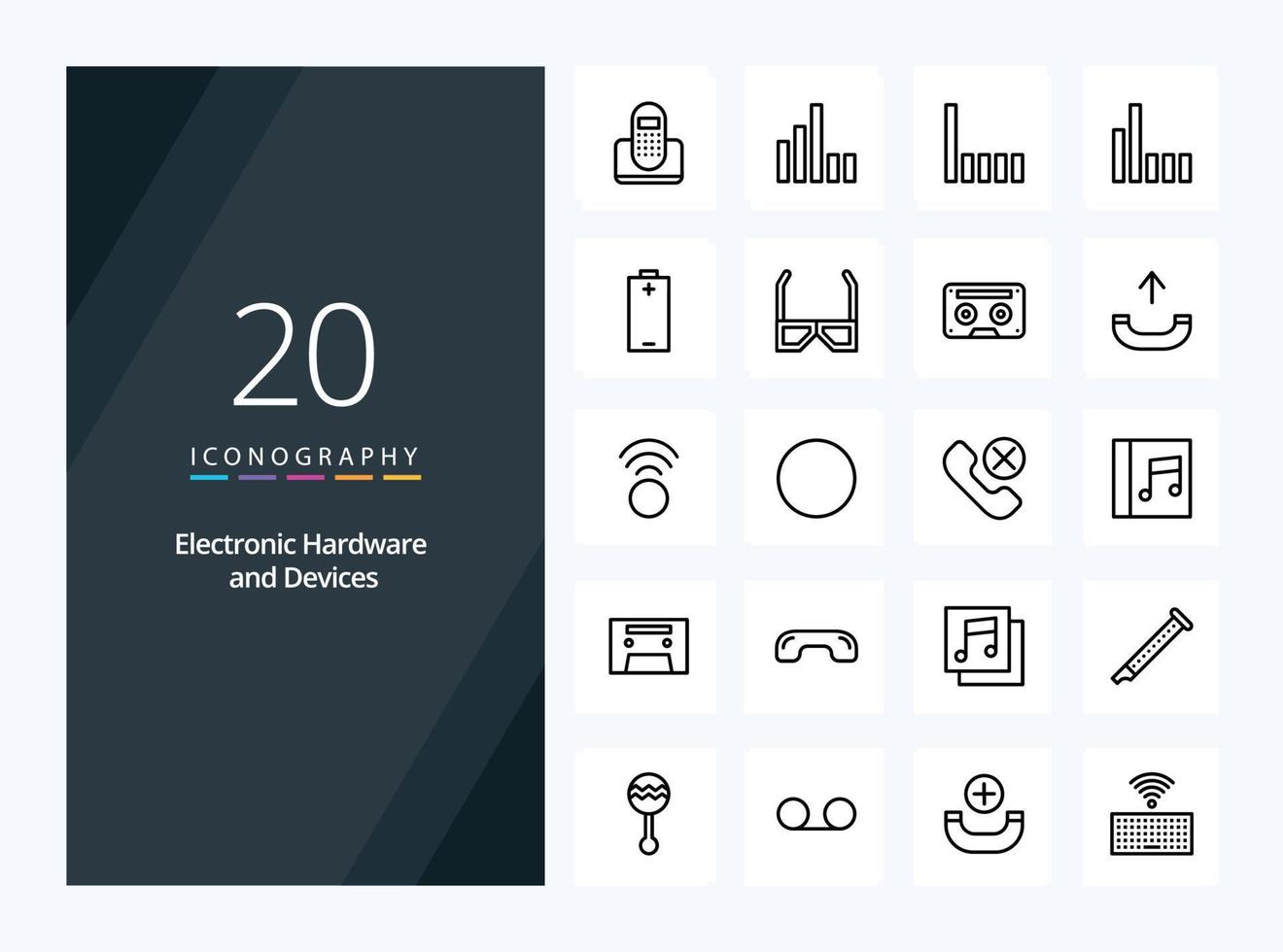 Icône de contour de 20 appareils pour la présentation vecteur