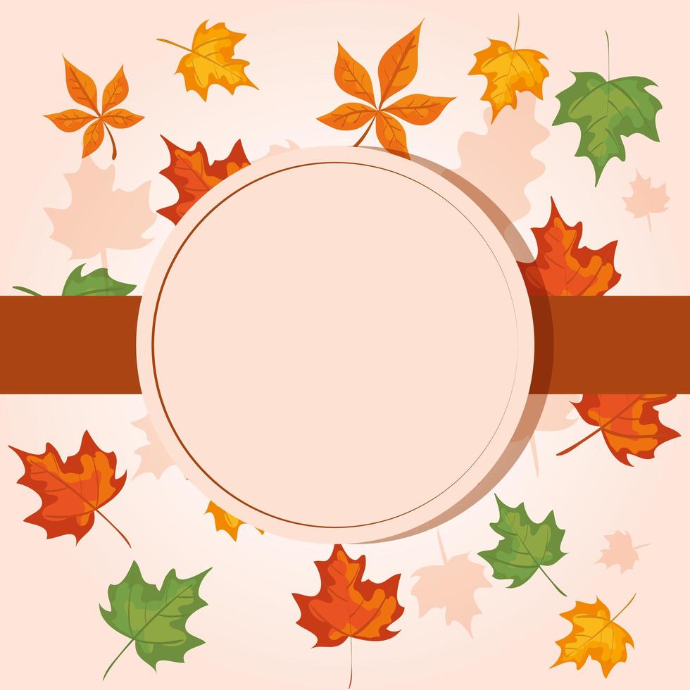 cadre circulaire avec feuilles d'automne vecteur