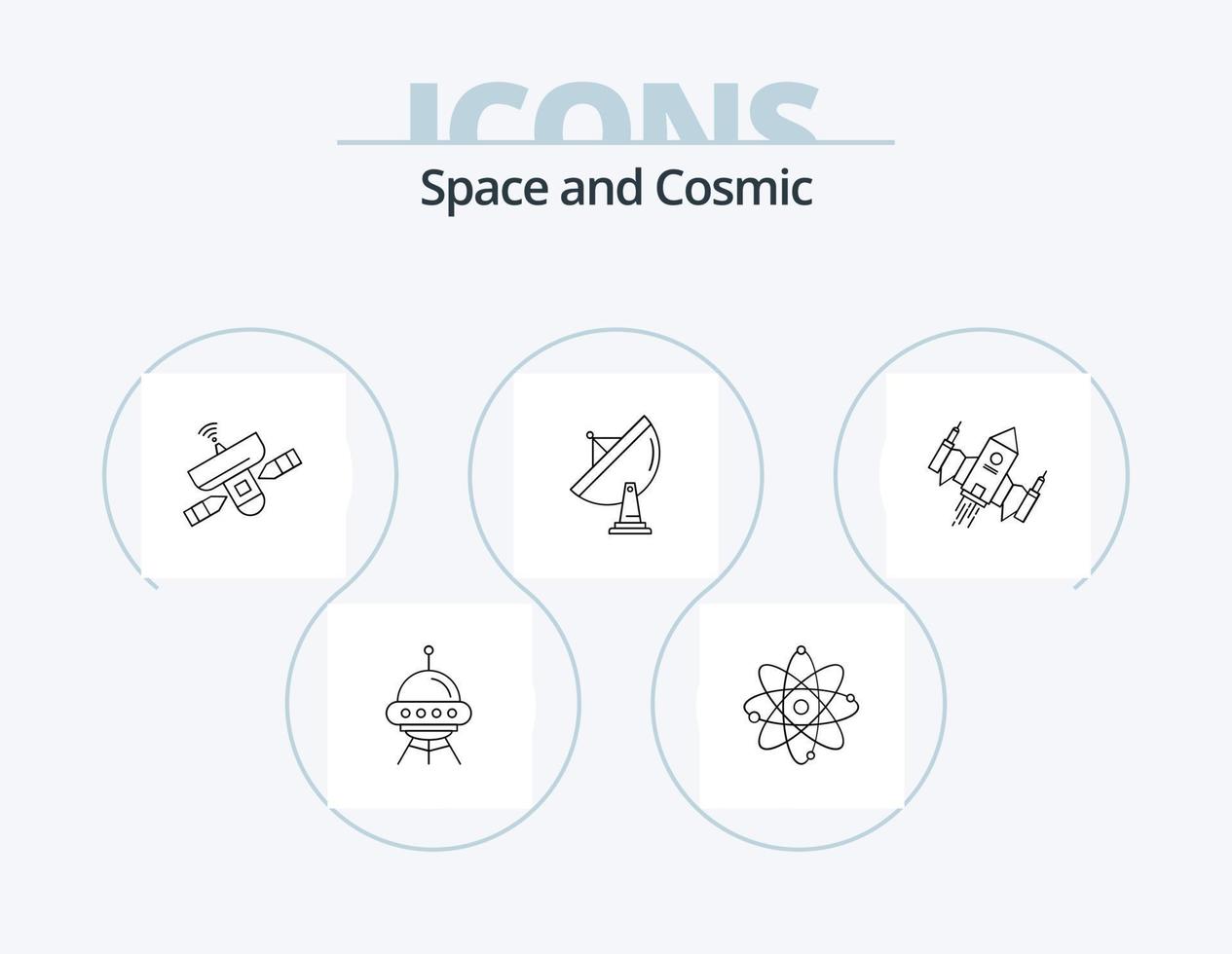 pack d'icônes de ligne d'espace 5 conception d'icônes. temps. planète. globe. espace. espace vecteur