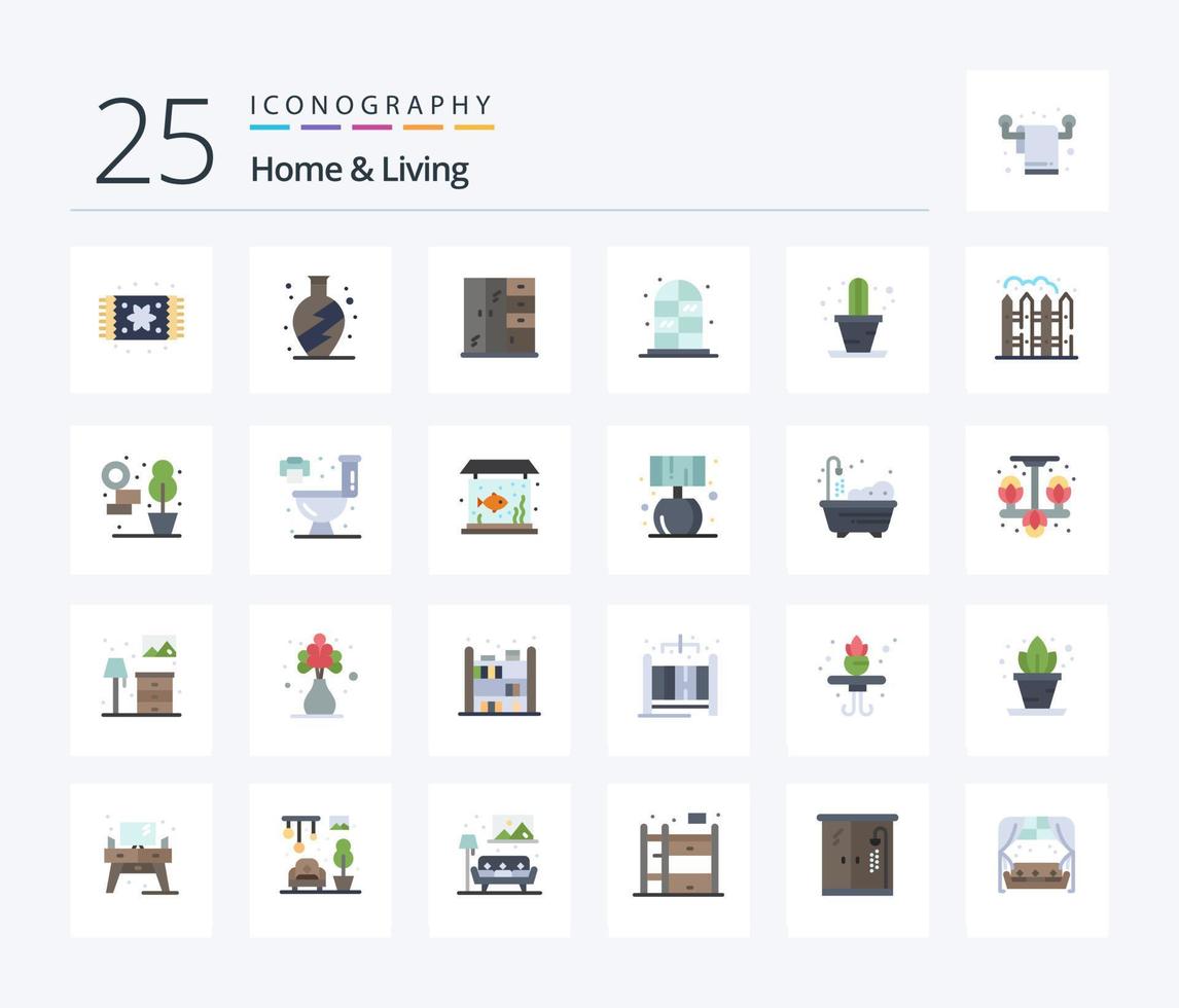 pack d'icônes de 25 couleurs plates pour la maison et la vie, y compris la vie. clôture. vie. vie. usine vecteur