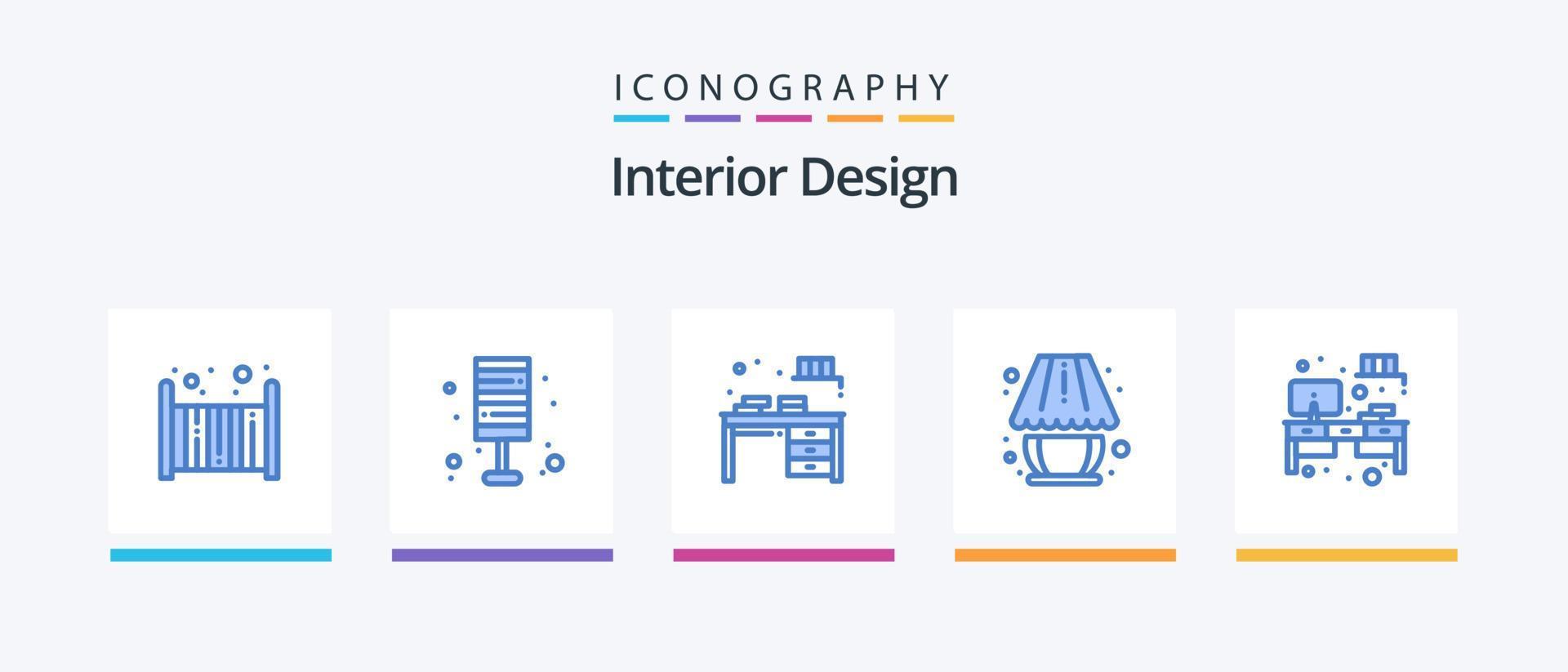 pack d'icônes de design d'intérieur bleu 5, y compris l'éclairage. lampe. maison. décorer la maison. maison. conception d'icônes créatives vecteur