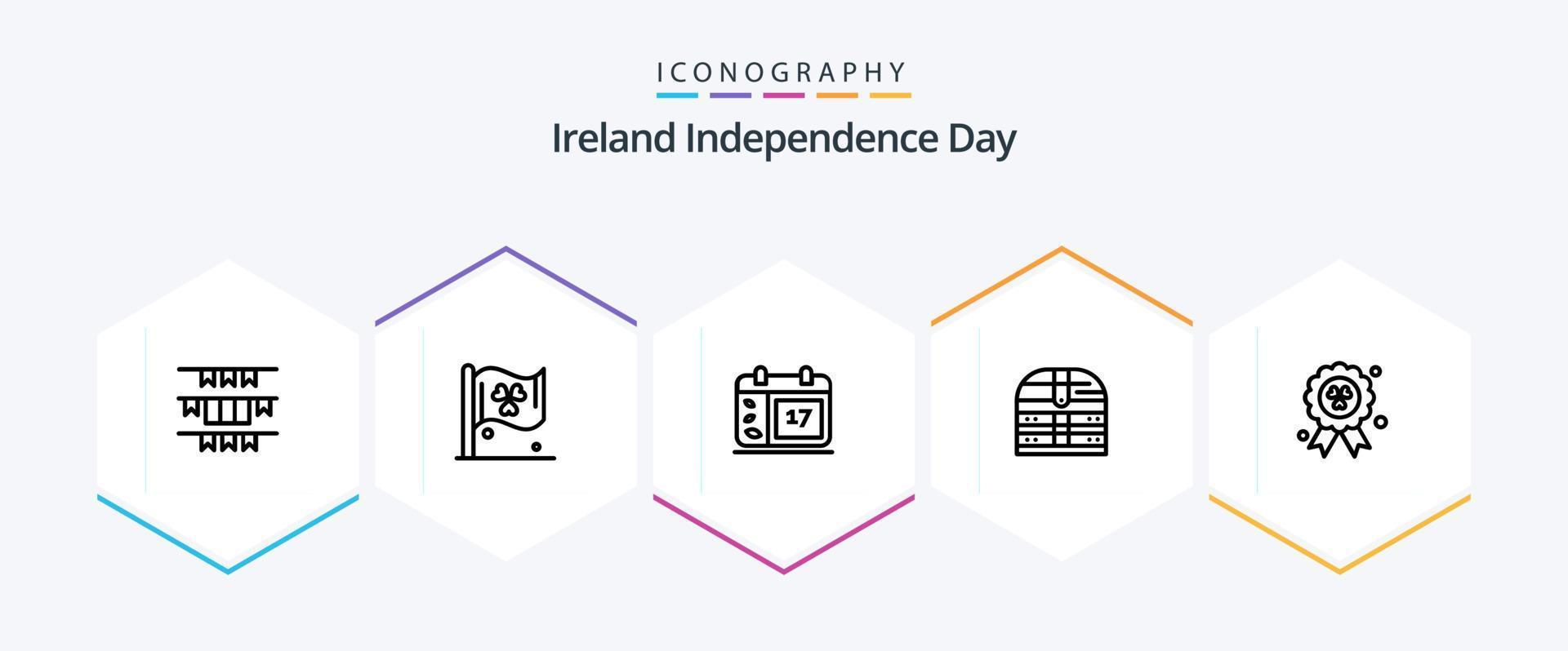 pack d'icônes de 25 lignes du jour de l'indépendance de l'irlande, y compris madel. sécurité. calandre. Irlande. boîte vecteur