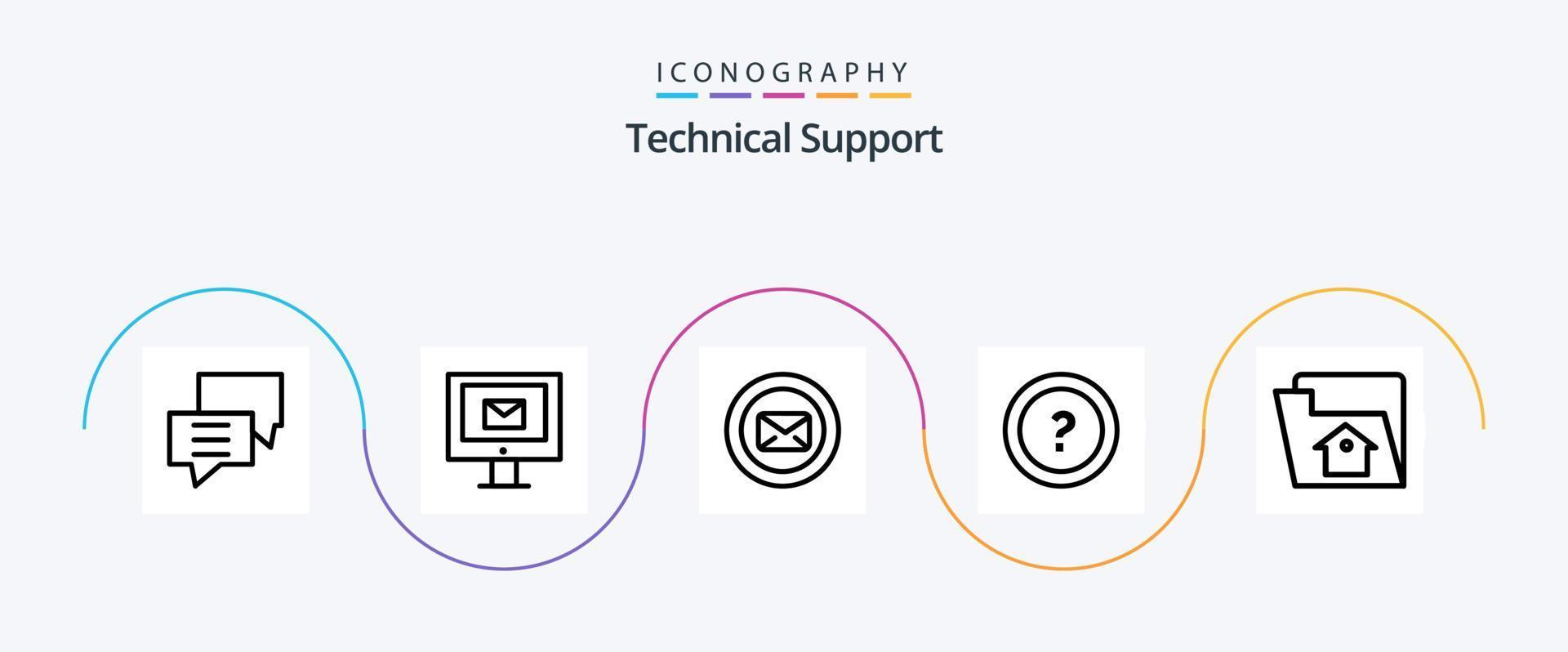 pack d'icônes de la ligne 5 du support technique, y compris la question. demander. service. à propos de. message texte vecteur