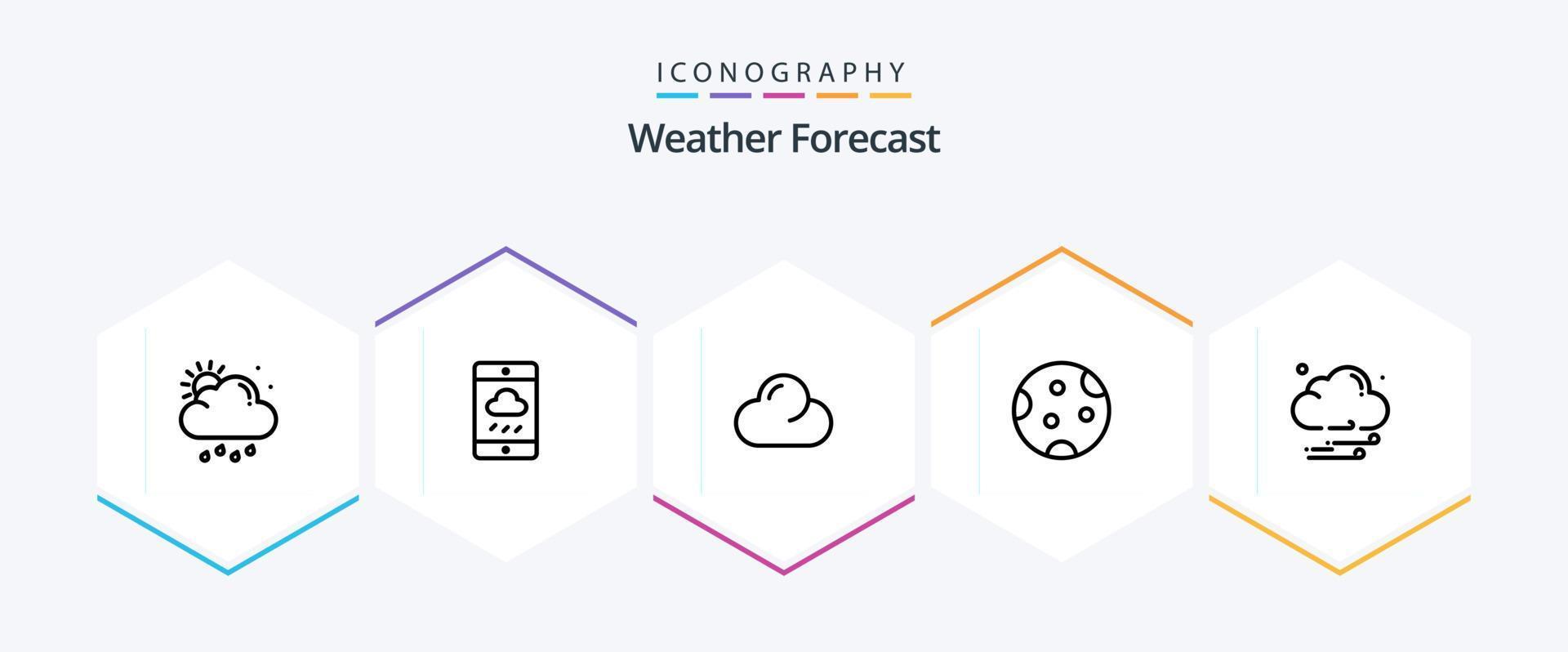 pack d'icônes météo 25 lignes, y compris la nuit. temps. nuage. dormir. lune vecteur