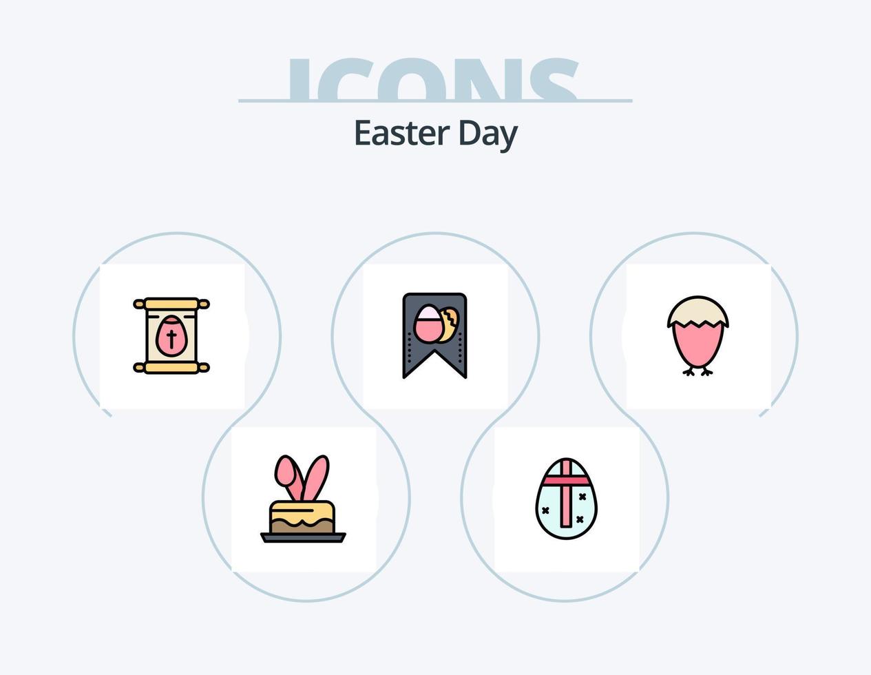 pack d'icônes rempli de ligne de pâques 5 conception d'icônes. Pâques. œuf. œuf. œuf. décoration vecteur