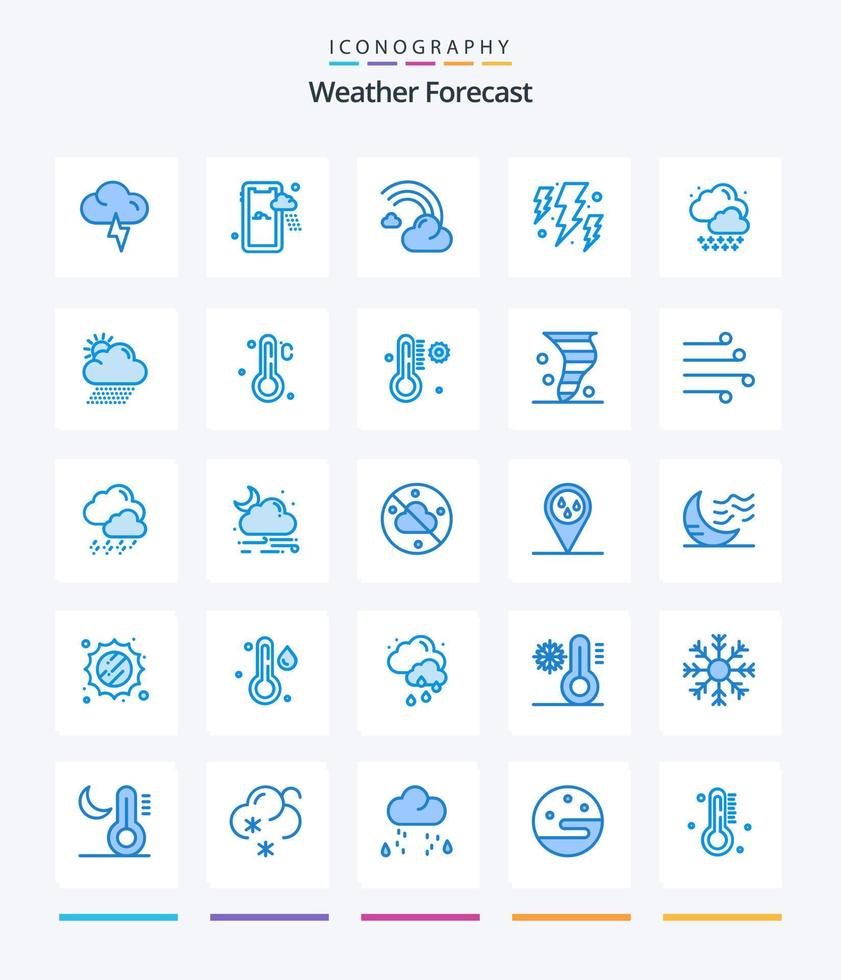 météo créative 25 pack d'icônes bleues telles que la météo. nuage. prévision. temps. énergie vecteur