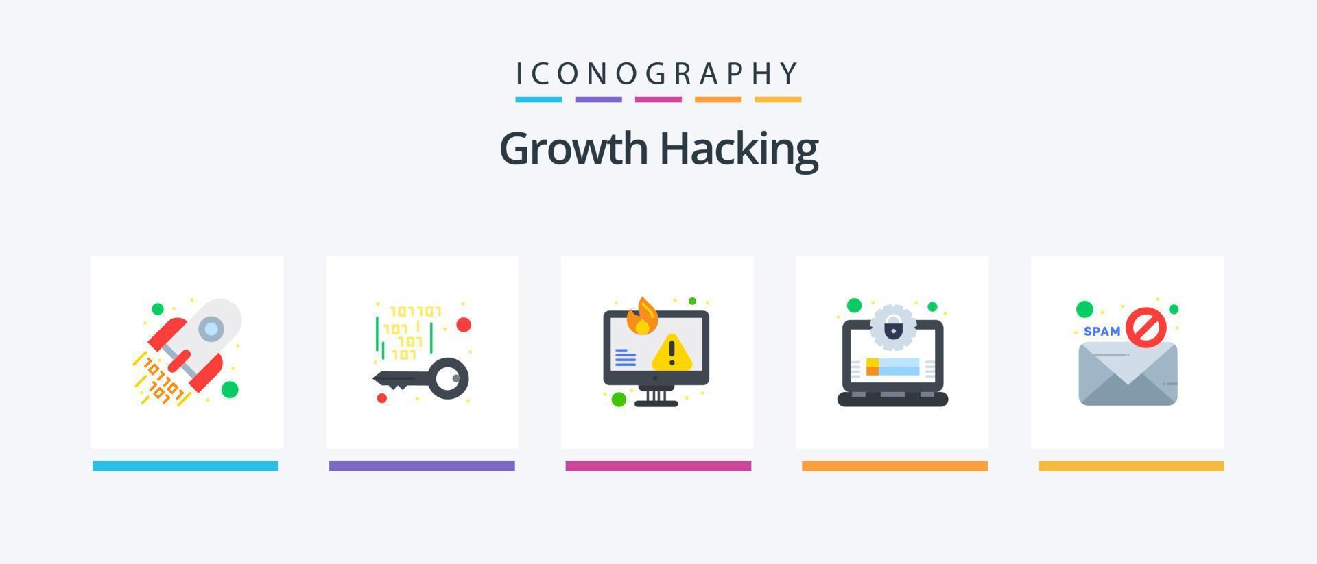 piratage pack d'icônes plat 5, y compris sécurisé. serrure. sécurité. compte. stockage. conception d'icônes créatives vecteur