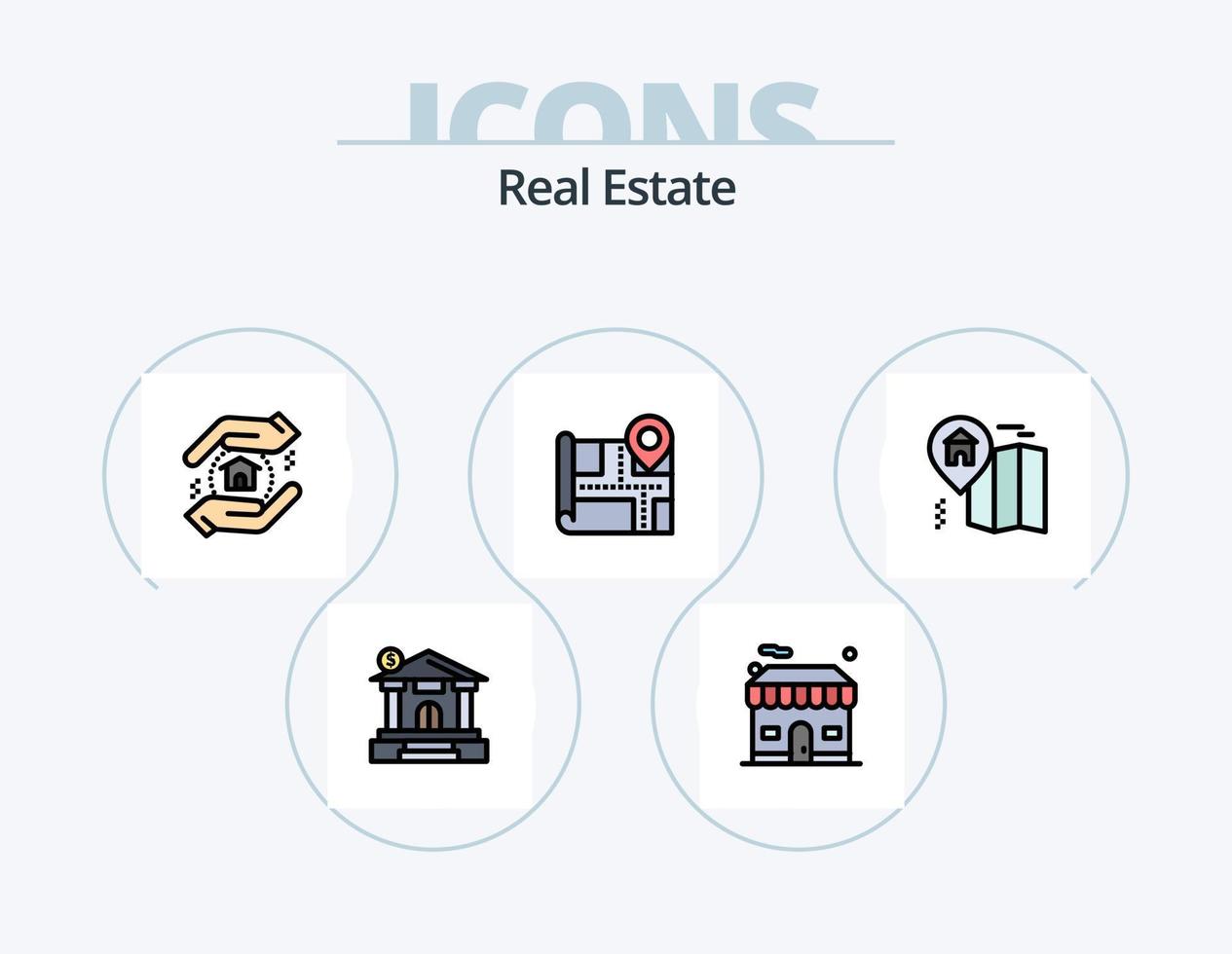 pack d'icônes remplies de ligne immobilière 5 conception d'icônes. bâtiment . maison. bâtiment . immobilier . signe vecteur