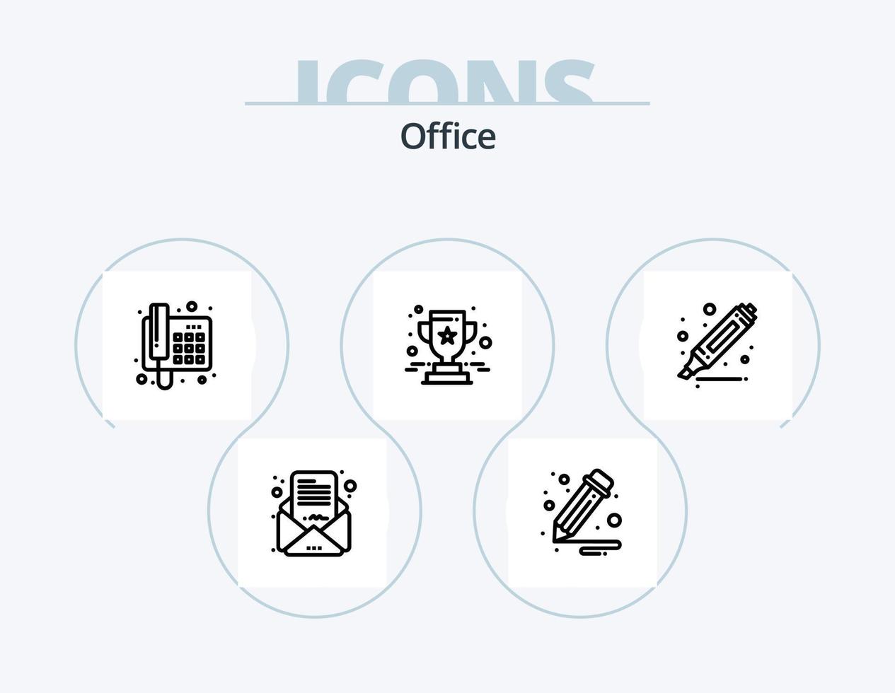 pack d'icônes de ligne de bureau 5 conception d'icônes. soutien. client. analytique. temps. réunion vecteur