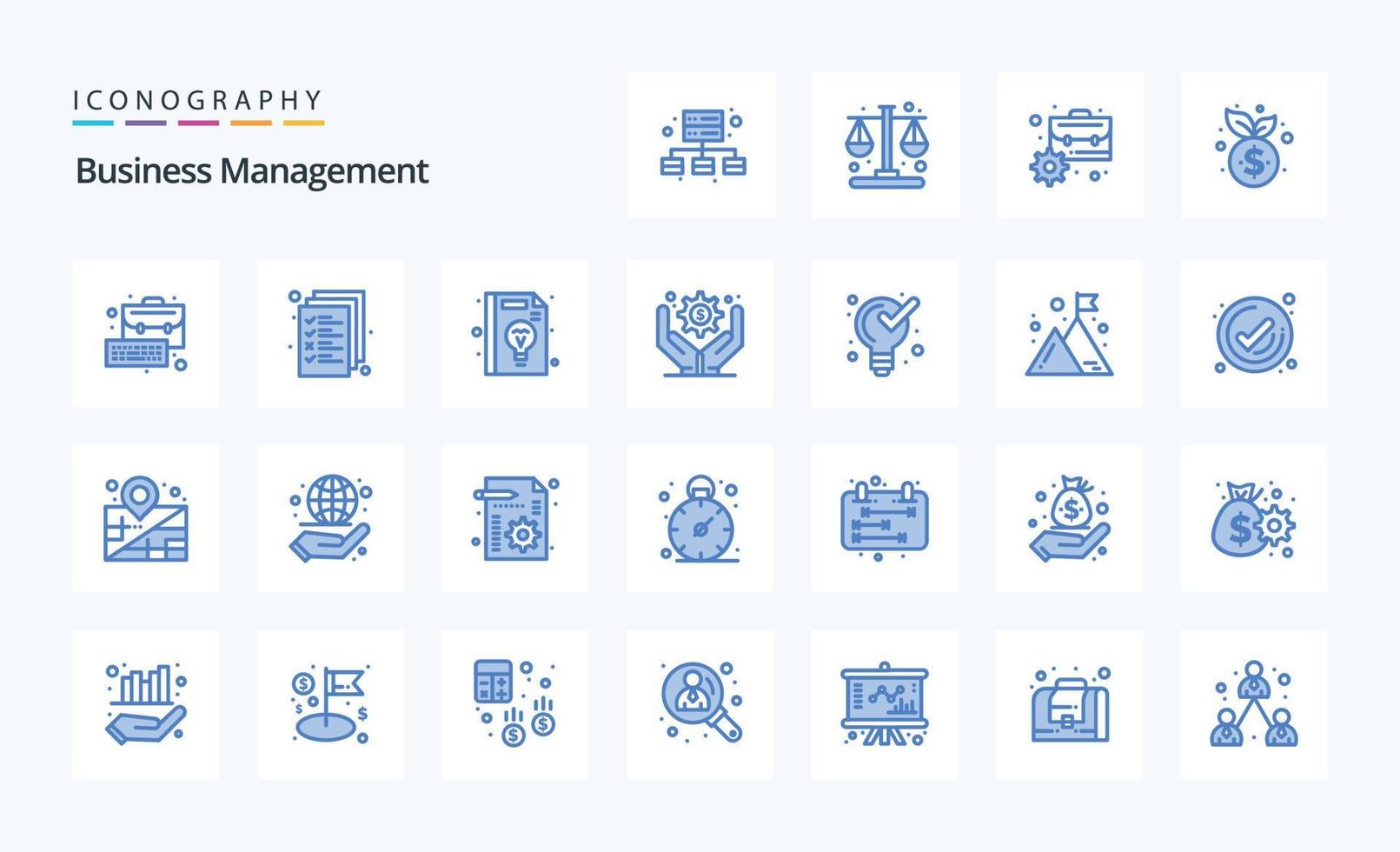 25 pack d'icônes bleues de gestion d'entreprise vecteur