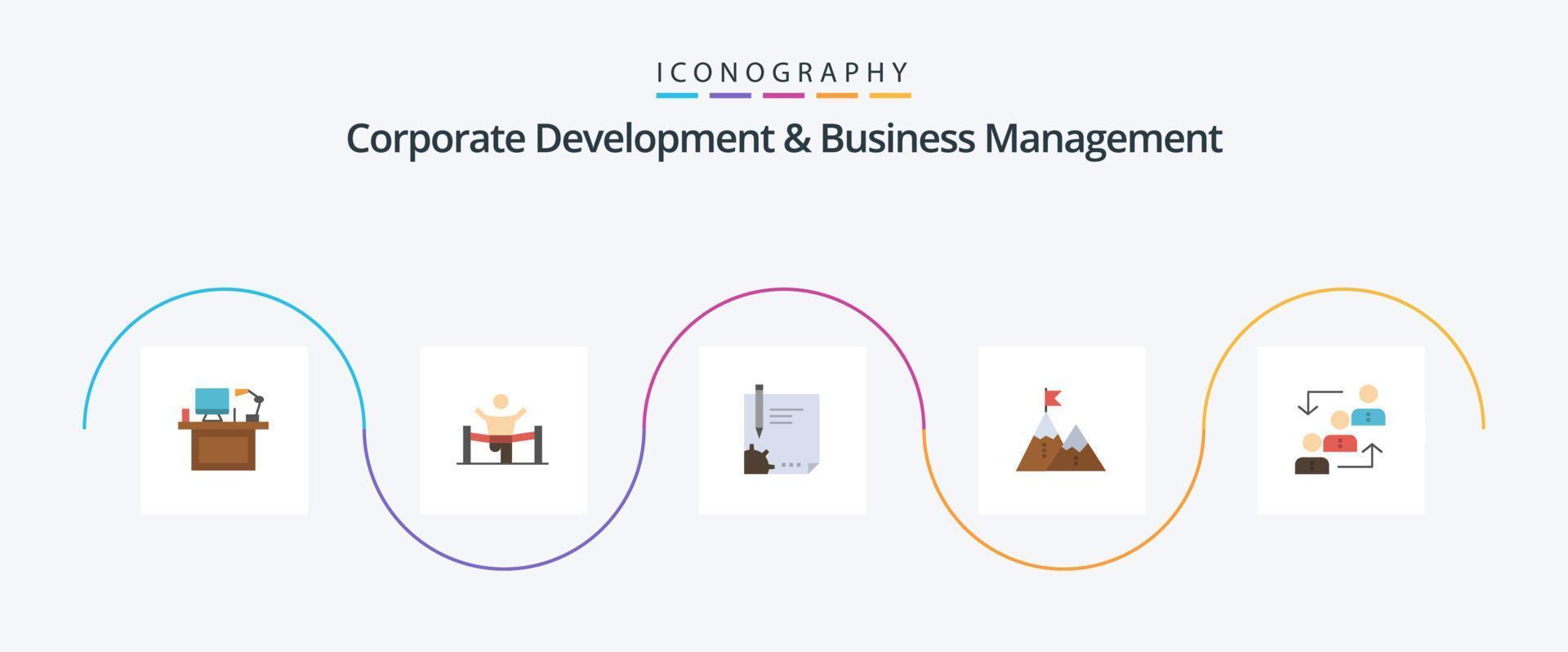 pack d'icônes plat 5 de développement d'entreprise et de gestion d'entreprise, y compris la page. document. entreprise. contracter. homme vecteur