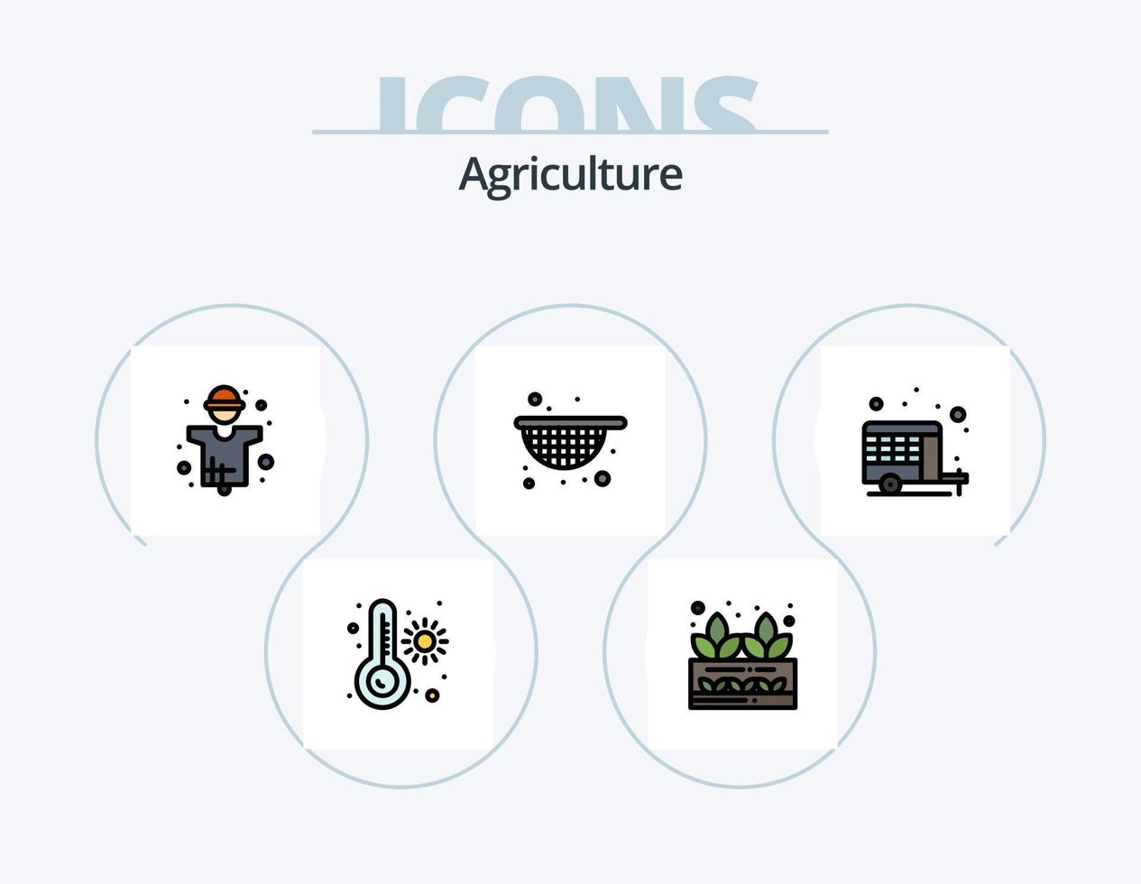 pack d'icônes remplies de ligne d'agriculture 5 conception d'icônes. camp. usine. cultiver. nature. agriculture vecteur