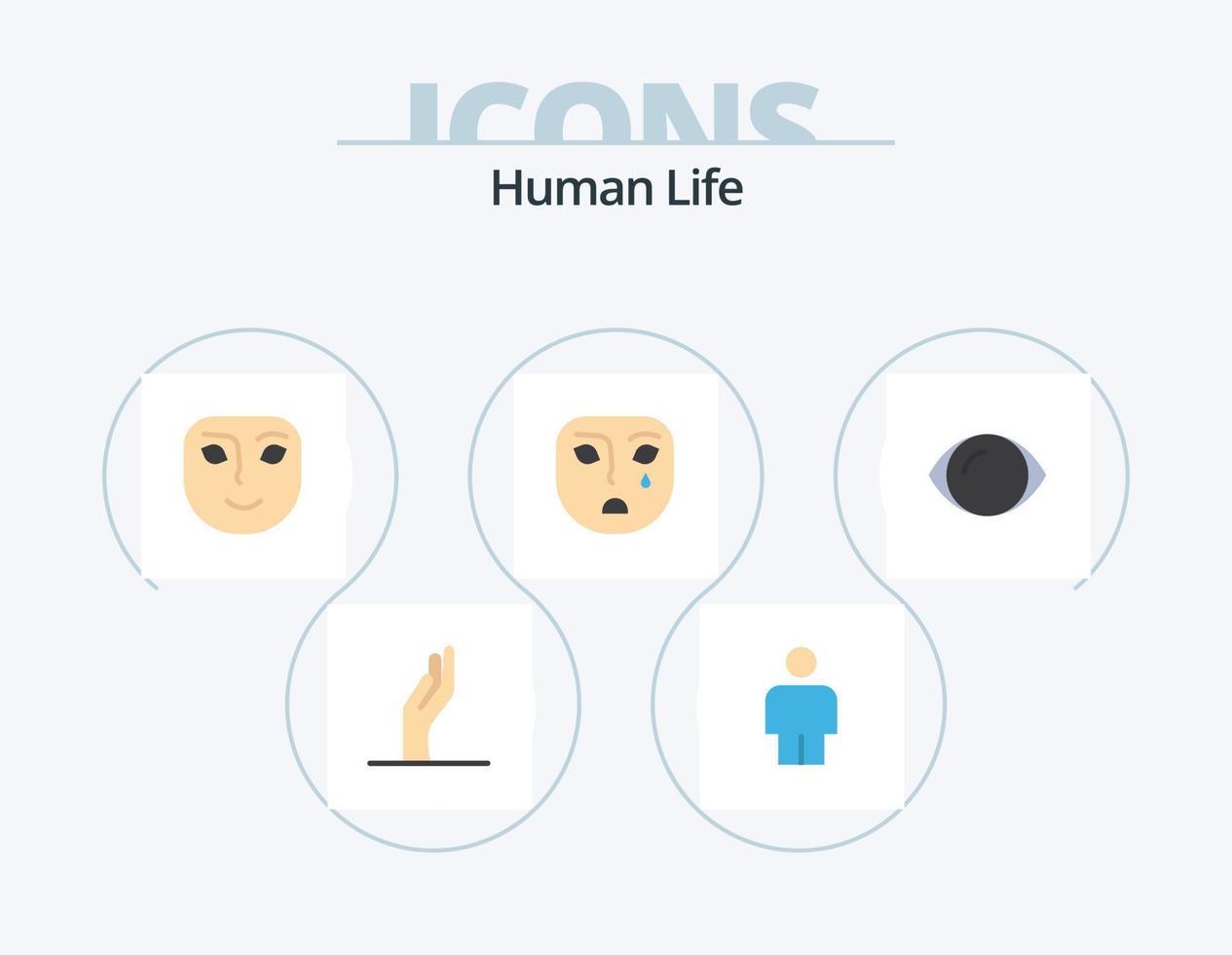pack d'icônes plat humain 5 conception d'icônes. . humain. sourire. affronter. triste vecteur
