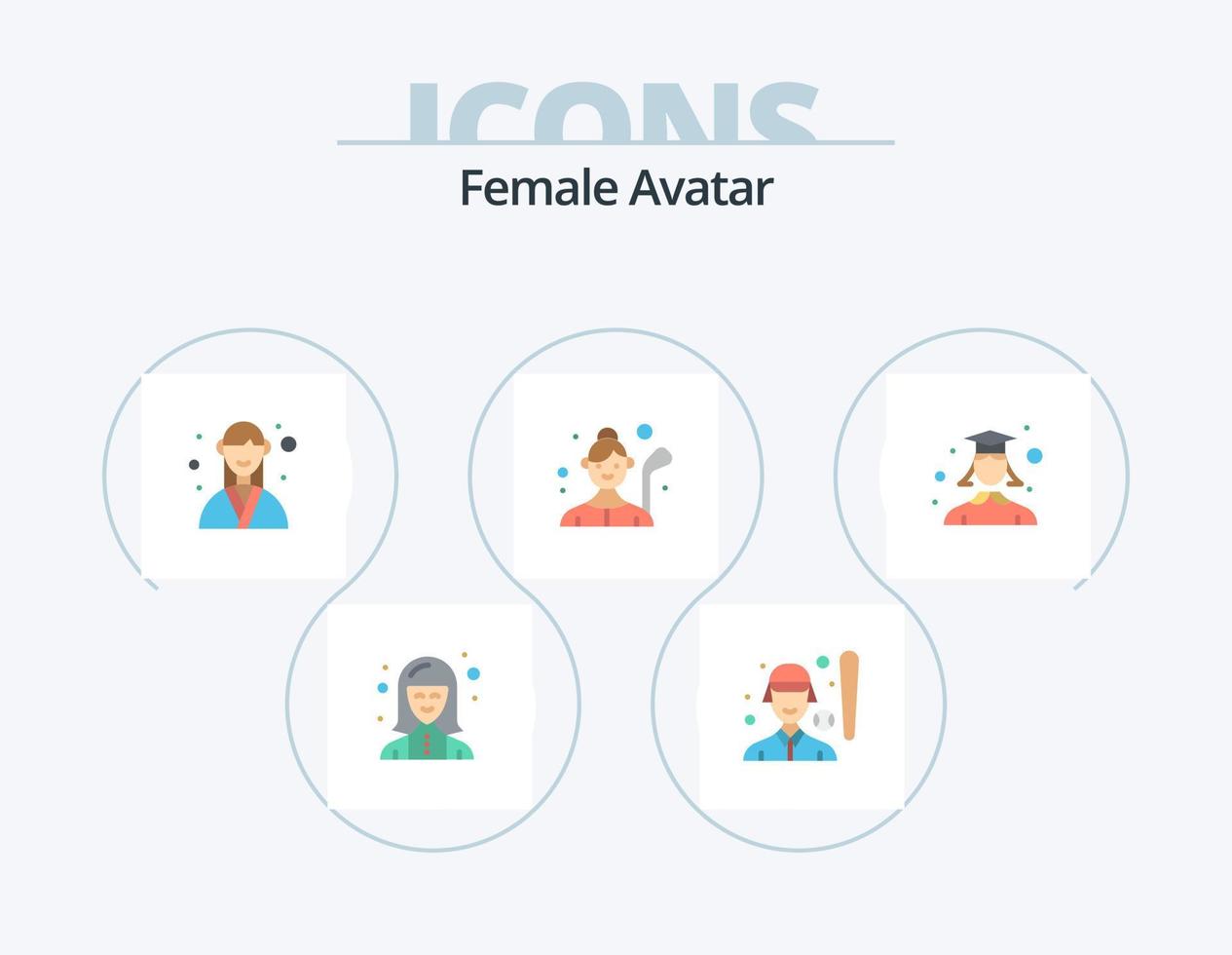 pack d'icônes plates avatar féminin 5 conception d'icônes. Joueur de golf. golf féminin. joueur. planificateur. directeur vecteur