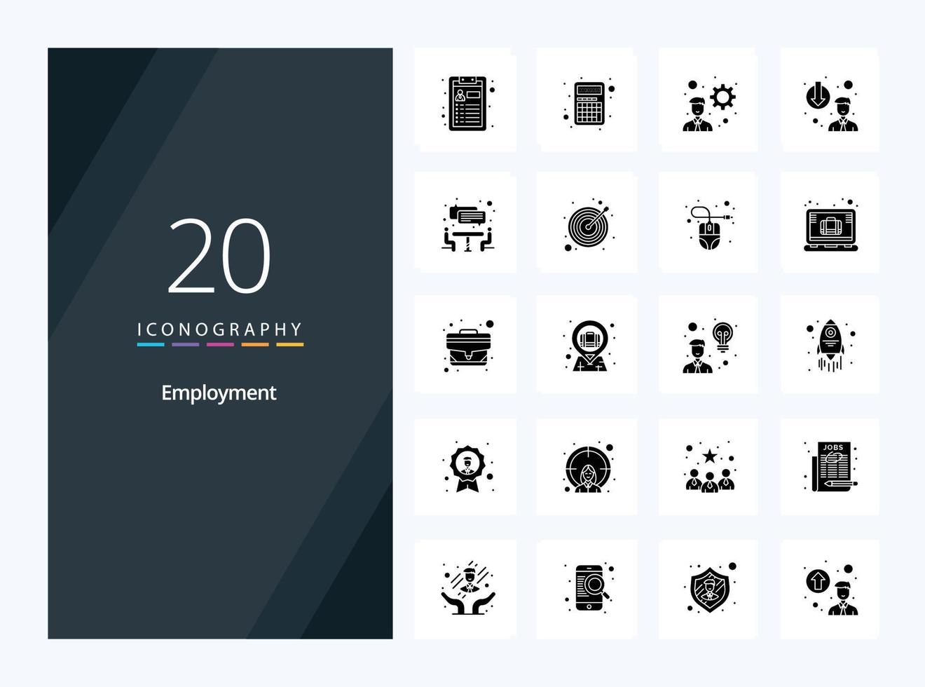 20 icône de glyphe solide d'emploi pour la présentation vecteur