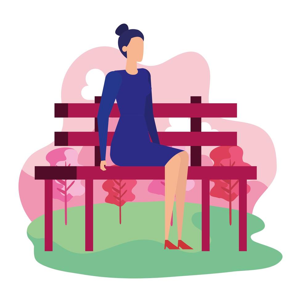 élégante femme d'affaires assise dans la chaise de parc vecteur
