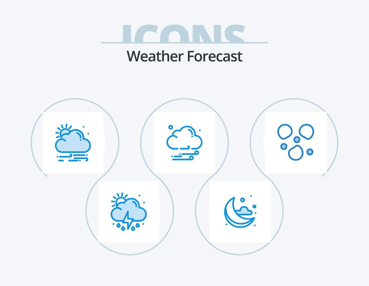 pack d'icônes bleu météo 5 conception d'icônes. . temps. soleil. glace. temps vecteur