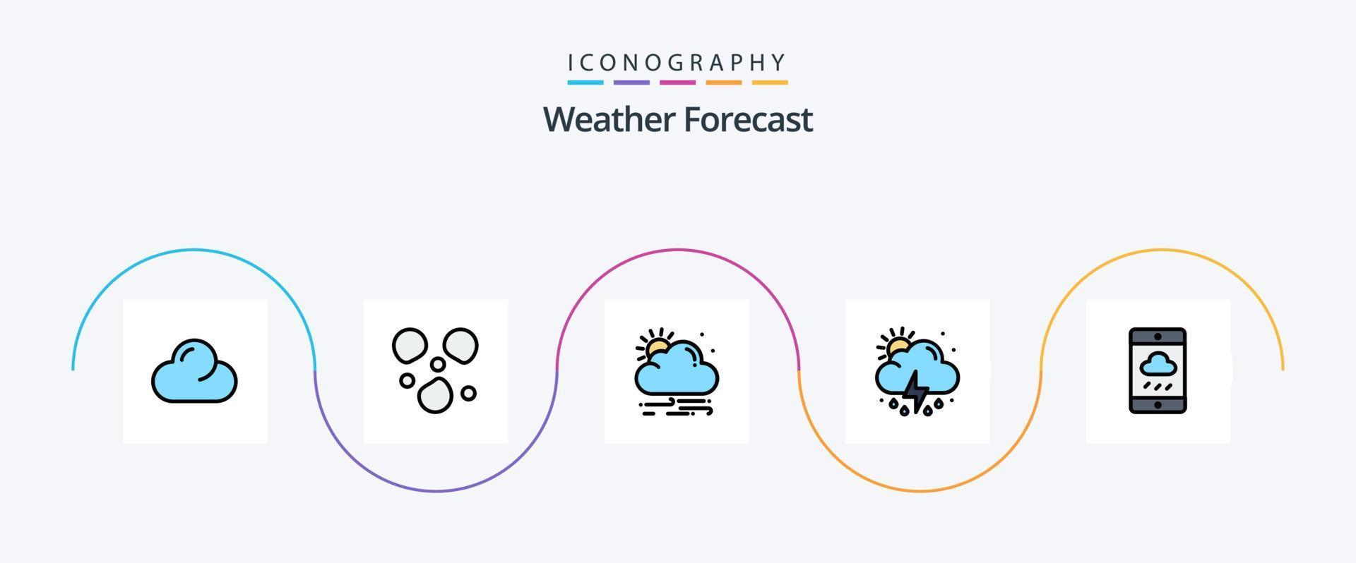 pack d'icônes plat 5 rempli de ligne météo comprenant. temps. temps. nuage. temps vecteur