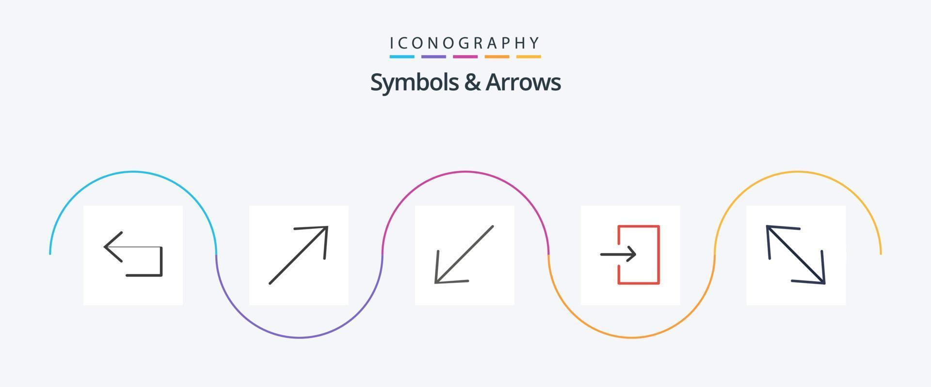 symboles et flèches flat 5 pack d'icônes comprenant. escalader. bas. coin. saisir vecteur