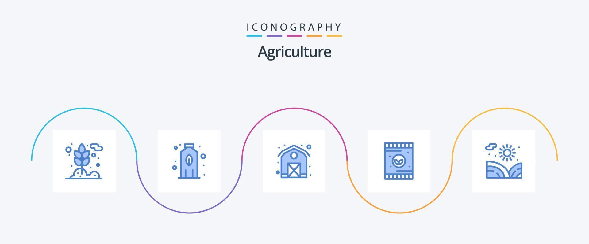 pack d'icônes bleu agriculture 5, y compris l'eau. jardin. Grange. agriculture. usine vecteur