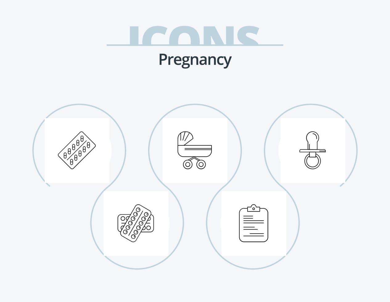 pack d'icônes de ligne de grossesse 5 conception d'icônes. factice. mamelon. aider. enfant. nouveau née vecteur