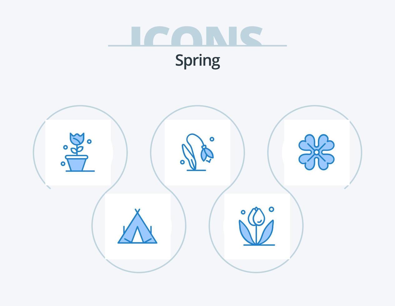 pack d'icônes bleu printemps 5 conception d'icônes. . anémone. vecteur