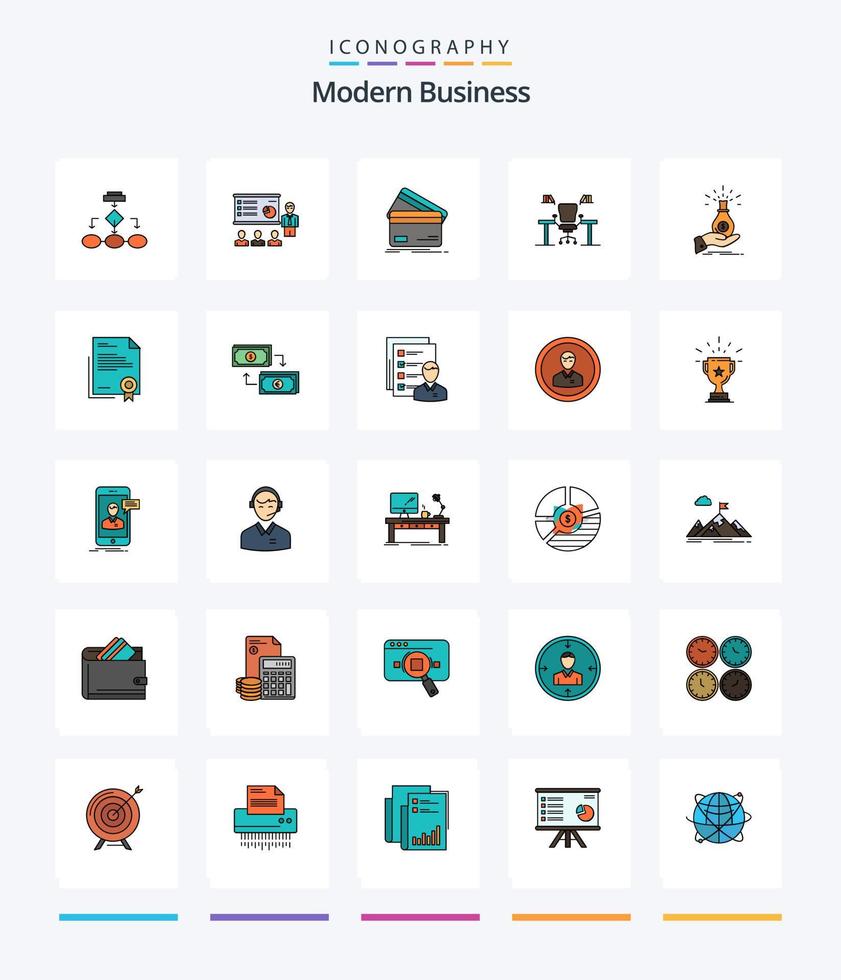 pack d'icônes remplies de 25 lignes d'affaires modernes créatives telles que la carte de crédit. entreprise. analytique. carte de crédit. personnes vecteur