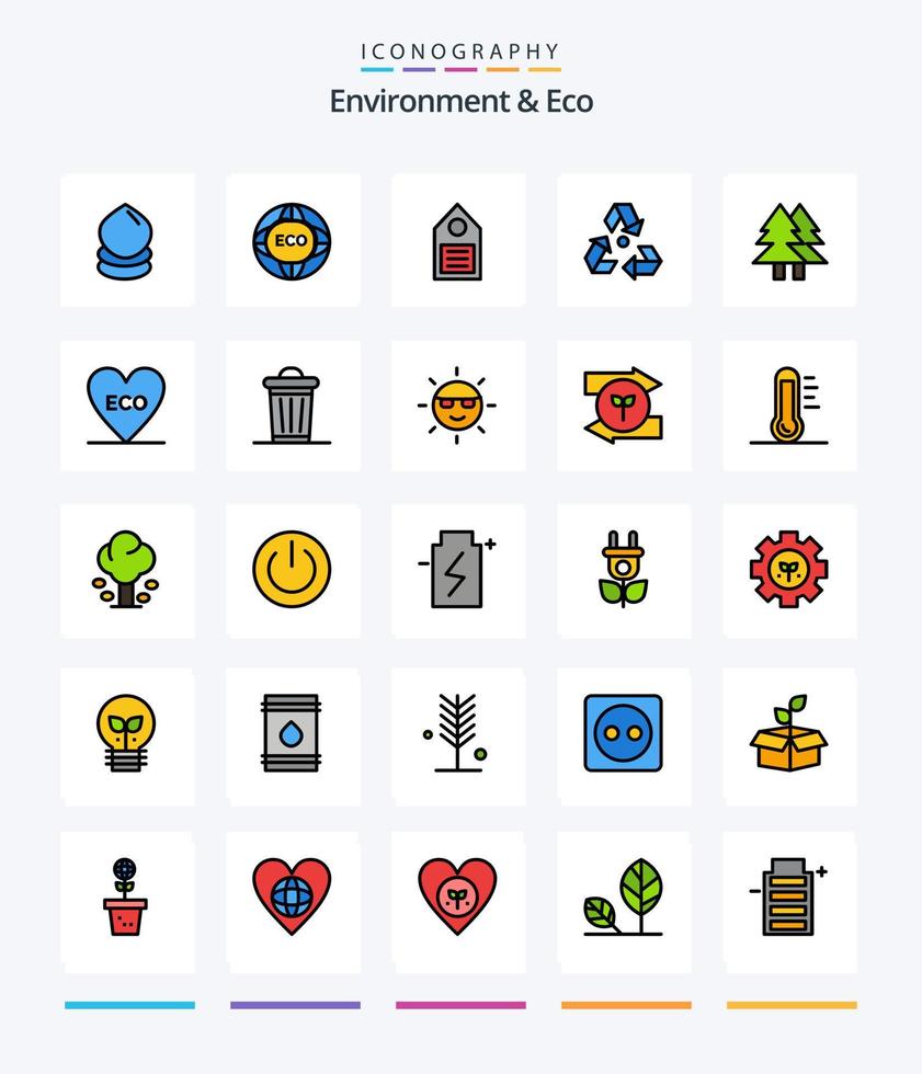 environnement créatif et pack d'icônes rempli de 25 lignes écologiques telles que les ordures. écologie. éco. éco. étiqueter vecteur