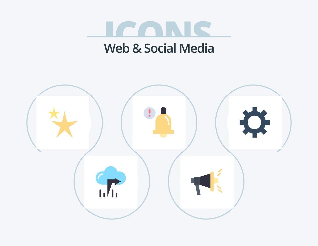 pack d'icônes plat web et médias sociaux 5 conception d'icônes. . . étoile. paramètre. dent vecteur