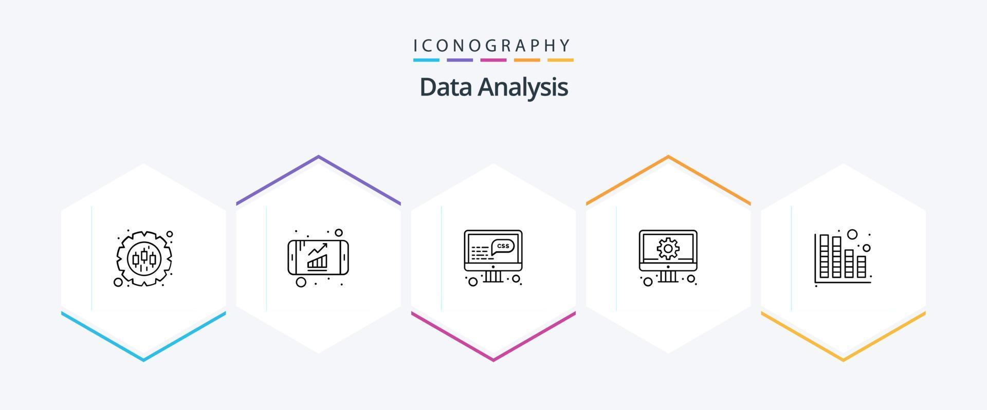 pack d'icônes d'analyse de données de 25 lignes, y compris la base de données. gestion. croissance. développement. gestion vecteur