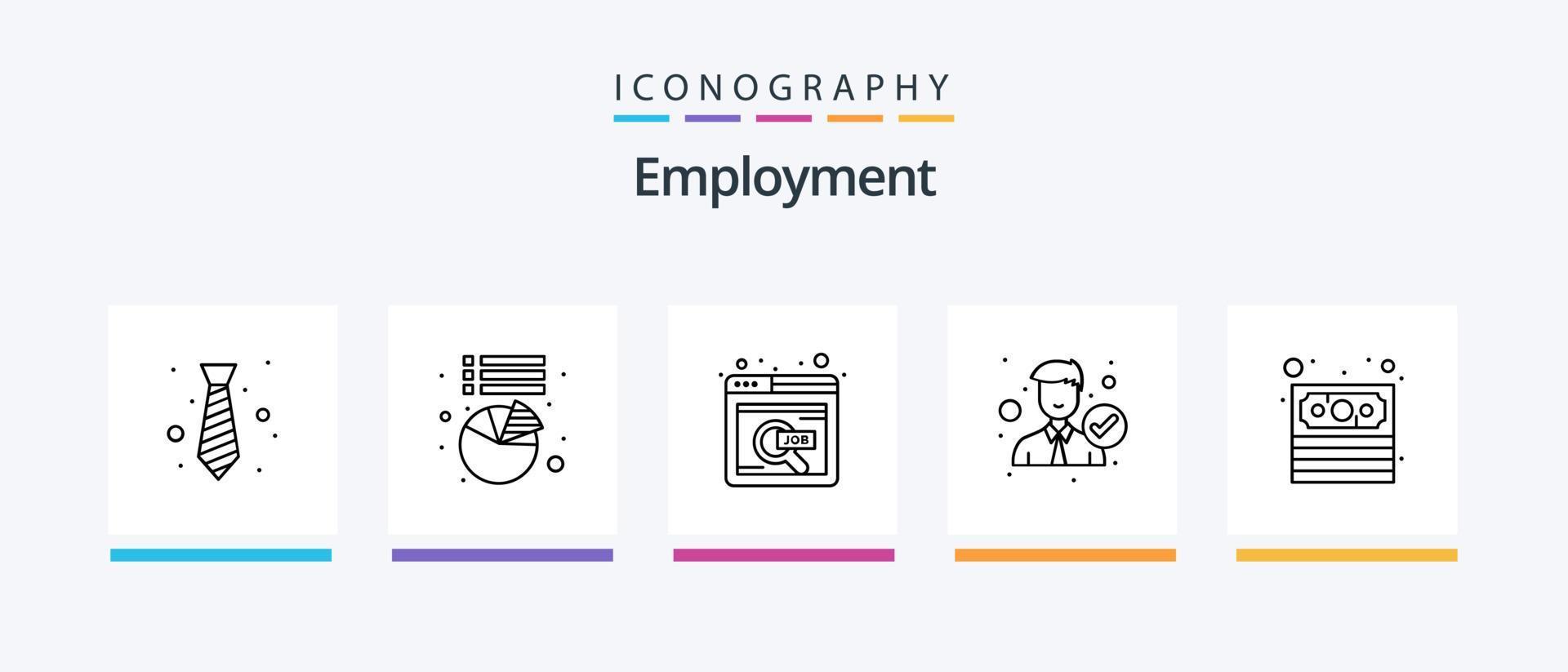 pack d'icônes de la ligne d'emploi 5, y compris le travail. recherche. note. employé. emplacement. conception d'icônes créatives vecteur