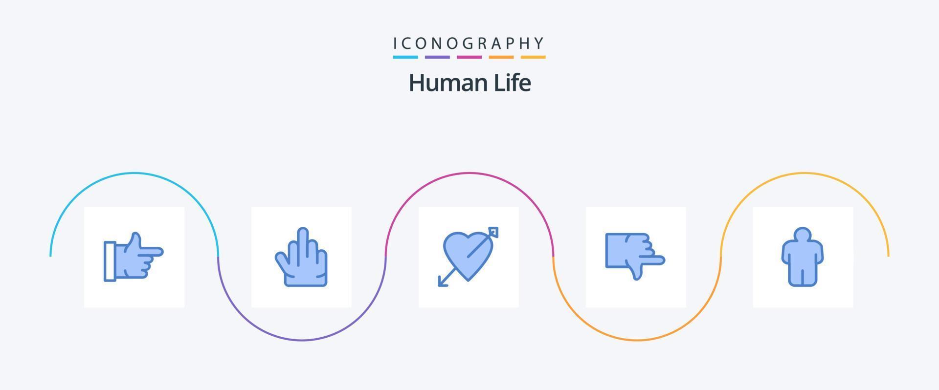 pack d'icônes bleu humain 5 comprenant. personne. aimer. homme. les pouces vecteur