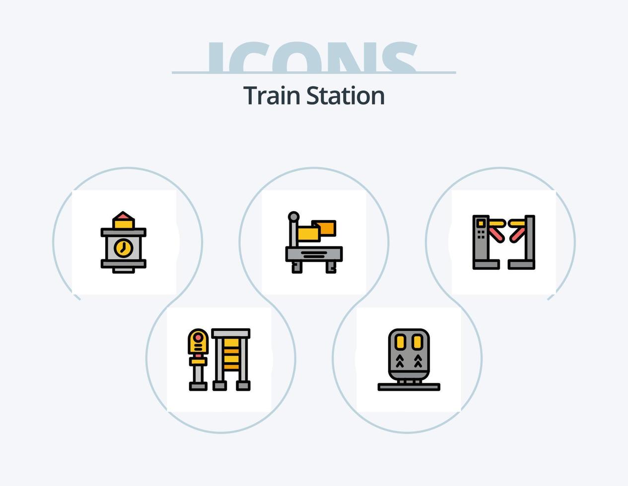 ligne de gare rempli pack d'icônes 5 conception d'icônes. broche. emplacement. chambre. souterrain. contrôle vecteur