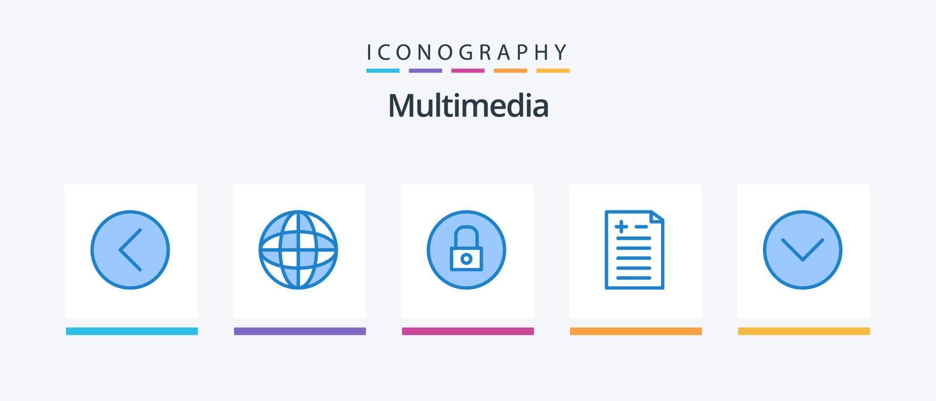 pack d'icônes multimédia bleu 5, y compris les médias. test. multimédia. avantages et inconvénients. multimédia. conception d'icônes créatives vecteur