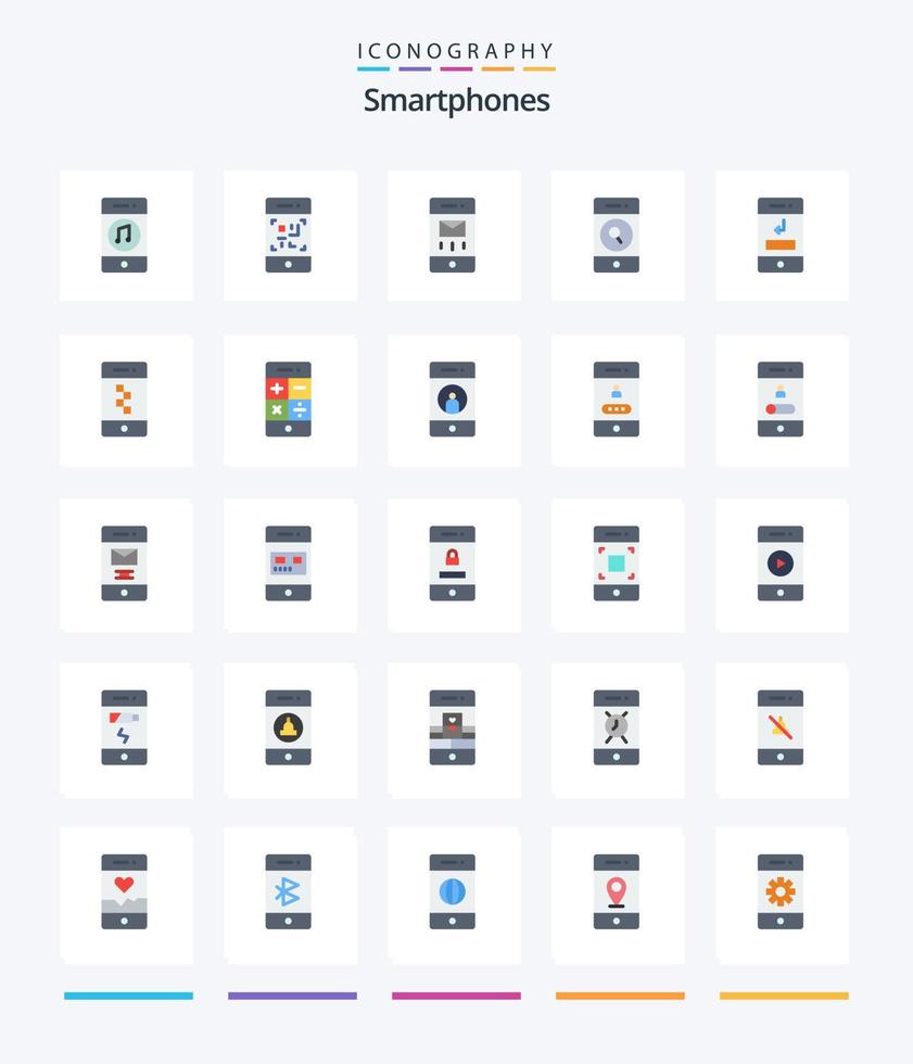 pack d'icônes plates pour smartphones créatifs 25 tels que des flèches. recherche. technologie. téléphone. message vecteur