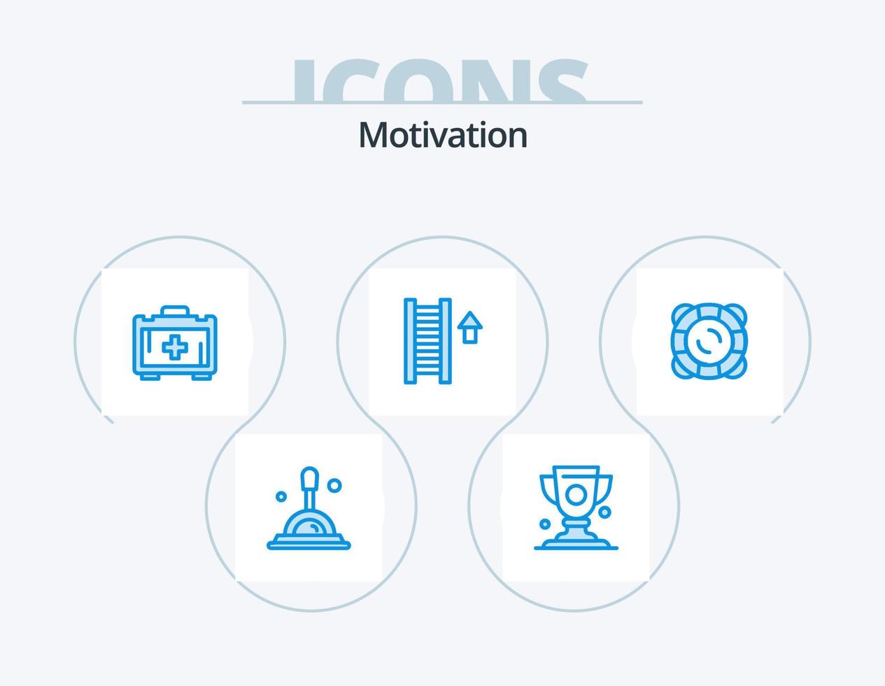 pack d'icônes bleu motivation 5 conception d'icônes. flotter. sécurité. trousse de santé. protection. escalier vecteur
