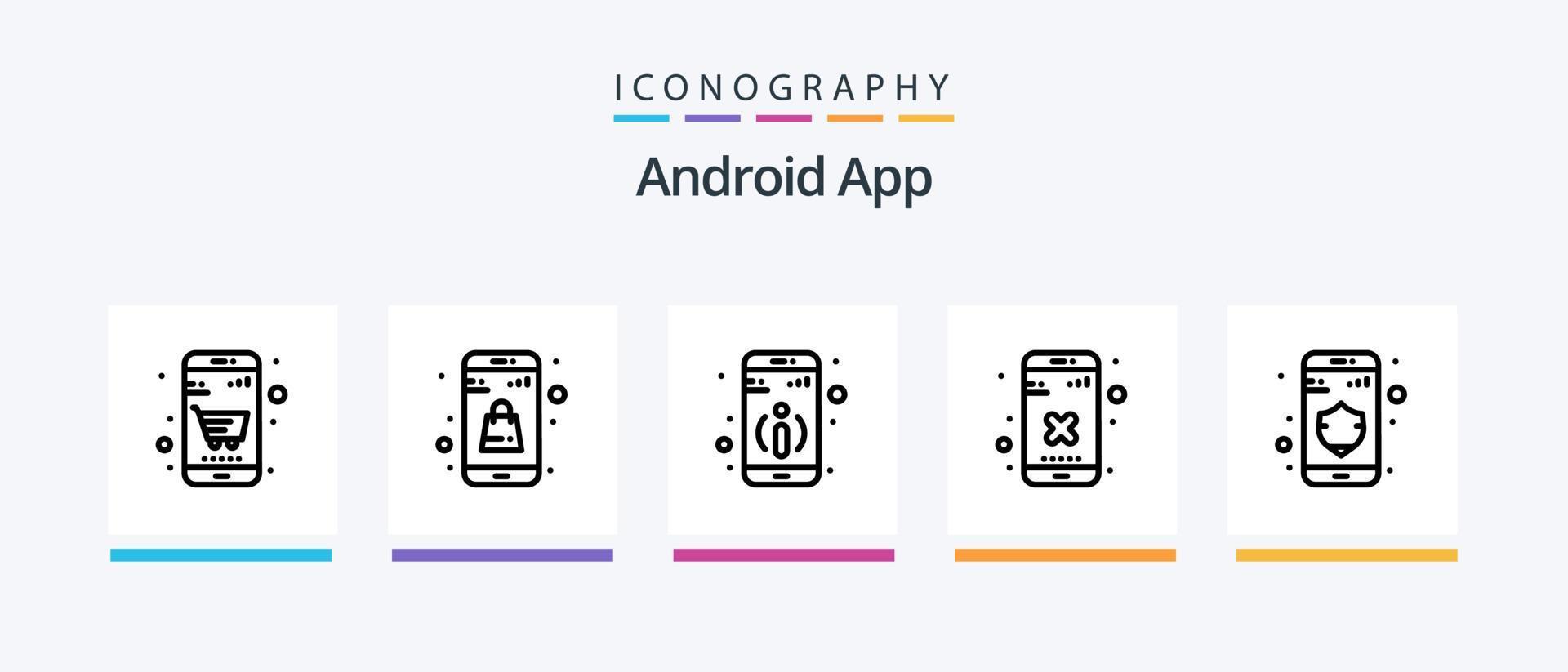 pack d'icônes de la ligne 5 de l'application Android, y compris. médias. détail. communication. appareil. conception d'icônes créatives vecteur