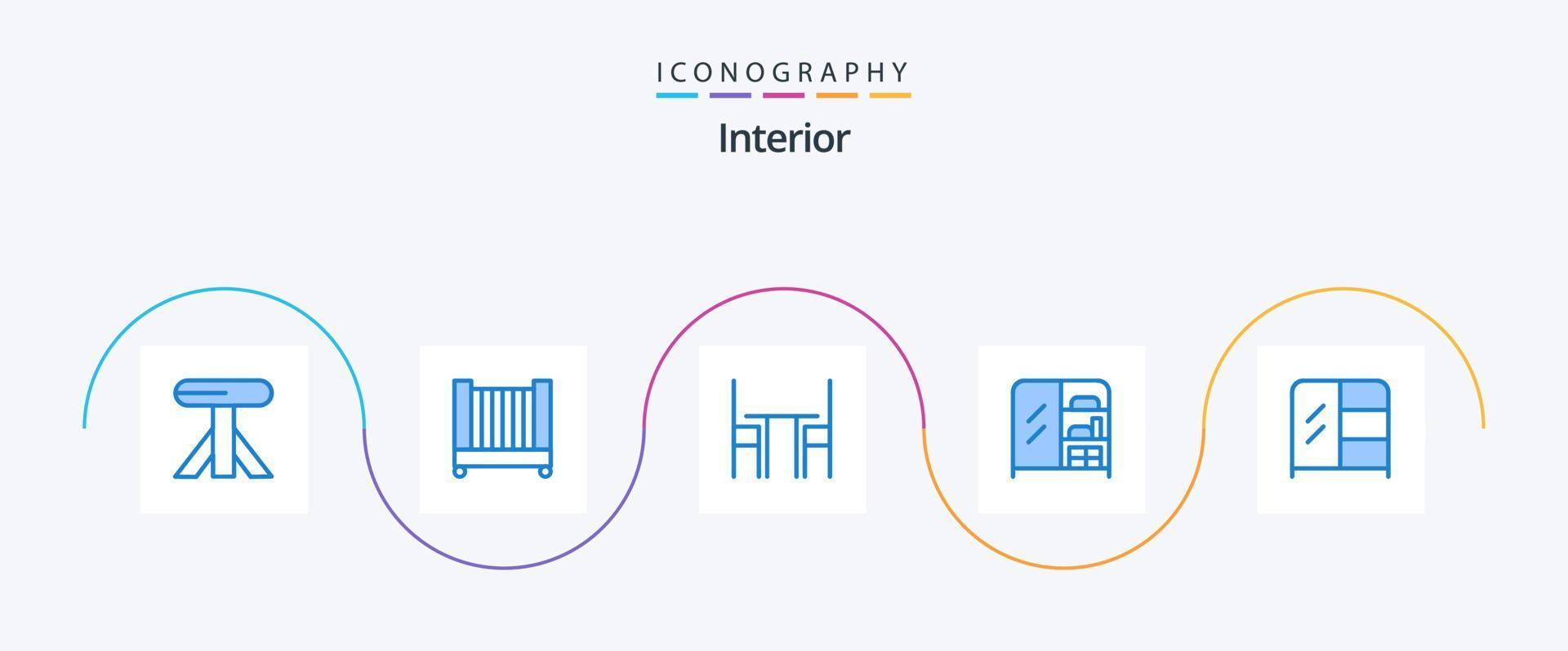 pack d'icônes bleu intérieur 5 comprenant. meubles. intérieur vecteur