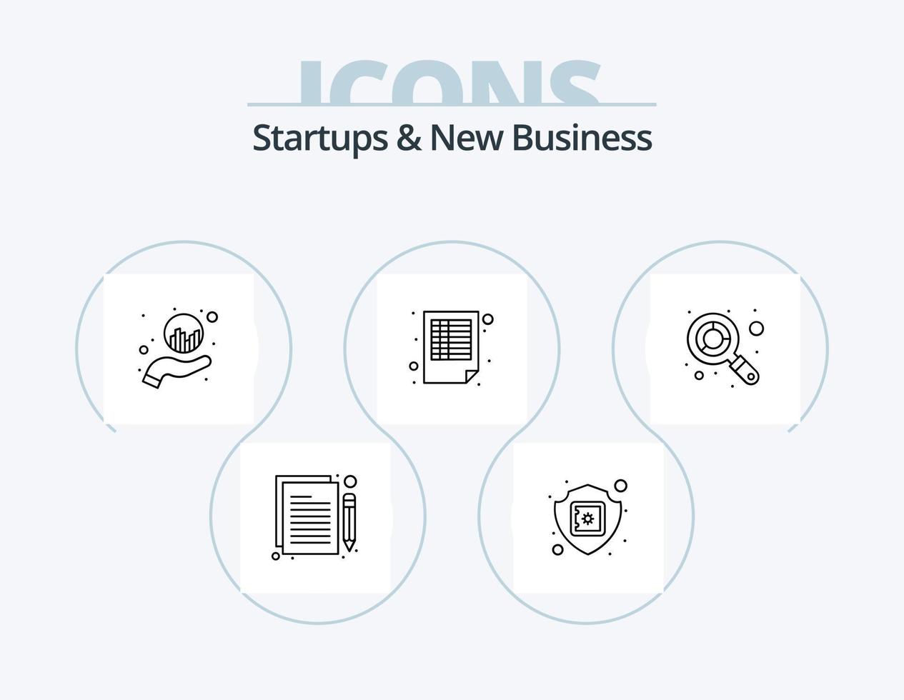 startups et nouveau pack d'icônes de ligne d'activité 5 conception d'icônes. entreprise. société. sûr. groupe. se concentrer vecteur