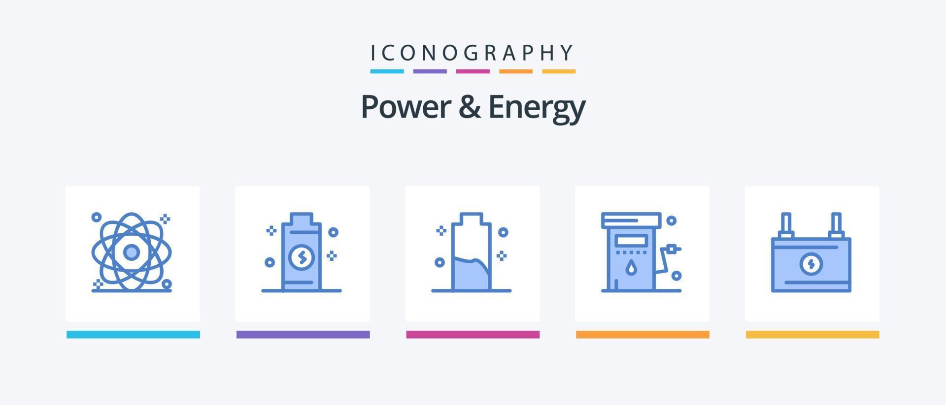 pack d'icônes de puissance et d'énergie bleu 5, y compris la puissance. gaz. pouvoir. énergie. énergie. conception d'icônes créatives vecteur