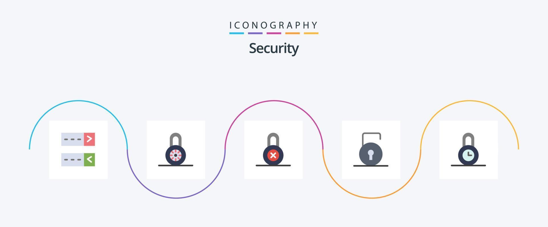 pack d'icônes de sécurité plat 5 comprenant. temps. protection. protection. sécurité vecteur