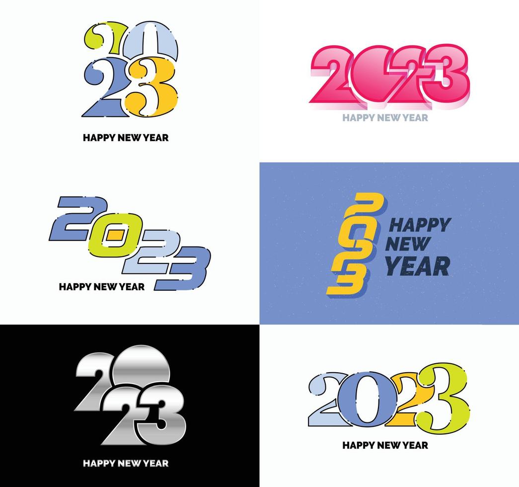 grand ensemble de conception de texte de logo de bonne année 2023 modèle de conception de numéro 2023 vecteur