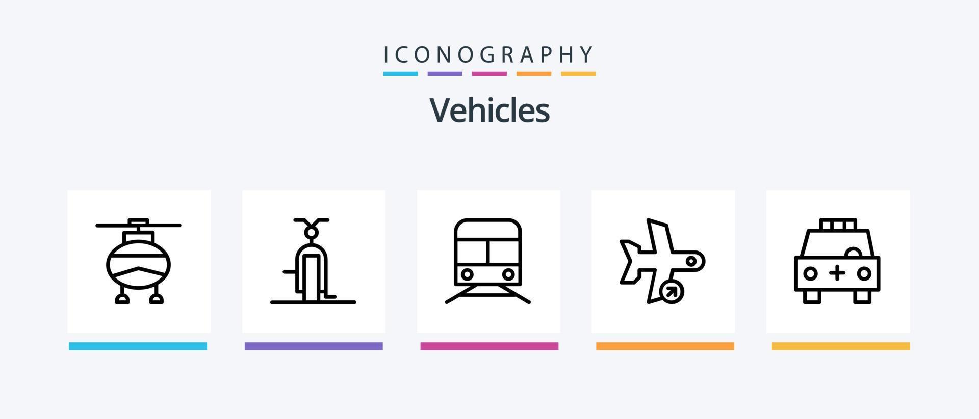 pack d'icônes de la ligne 5 de véhicules, y compris la terre. OVNI. Annuler. espace. transport. conception d'icônes créatives vecteur