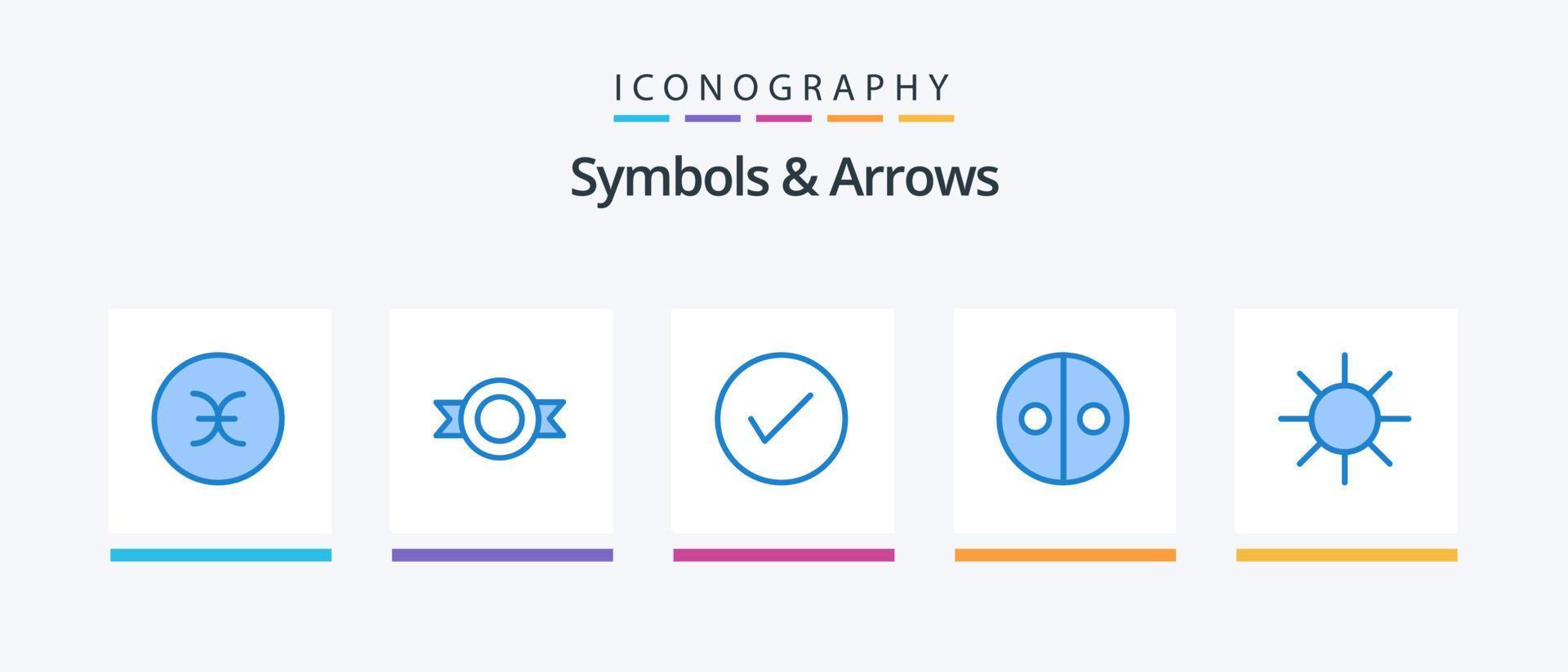 symboles et flèches pack d'icônes bleu 5 comprenant le logo. symboles. flèches. symbolisme. égalité. conception d'icônes créatives vecteur